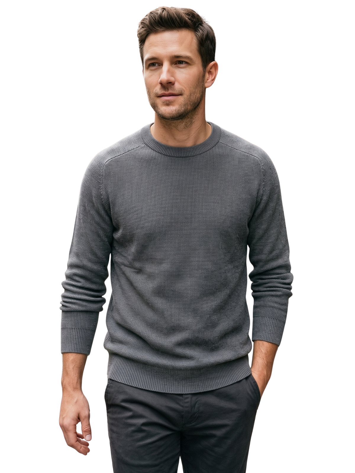 D.Grey Crewneck And Long Sleeved Pullover