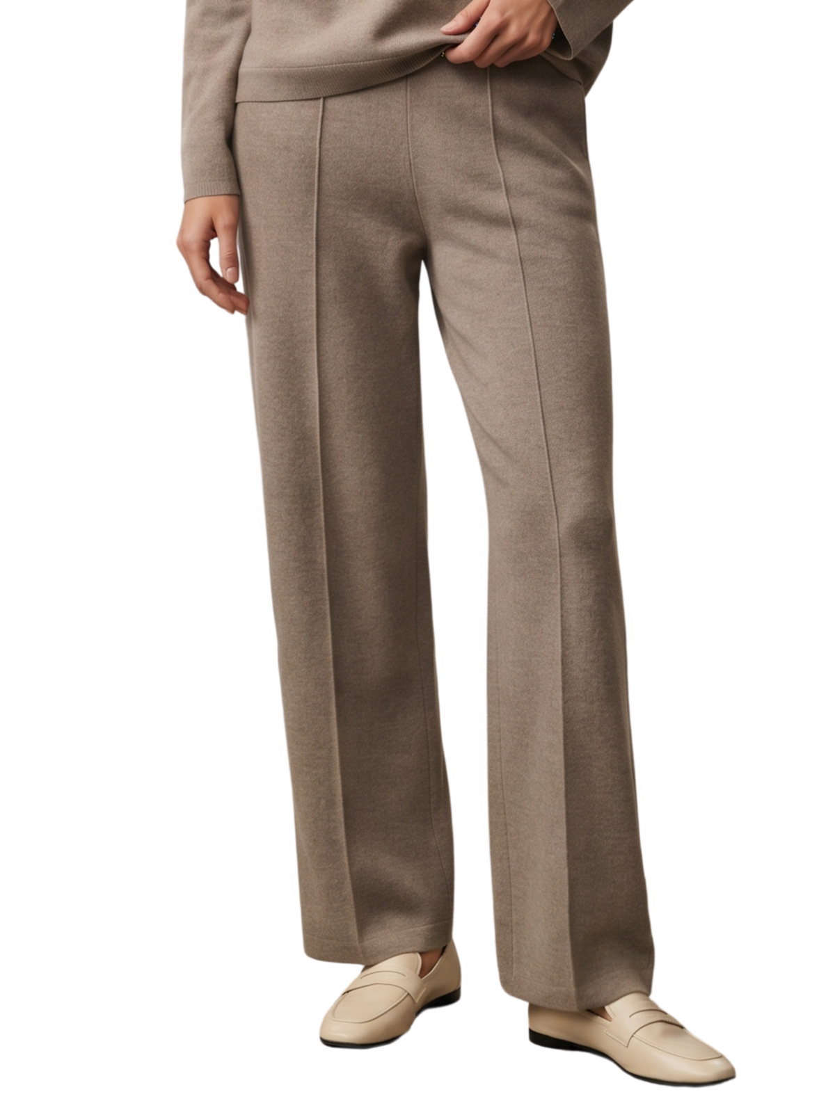 Brown Crewneck Sweater and Pants Set