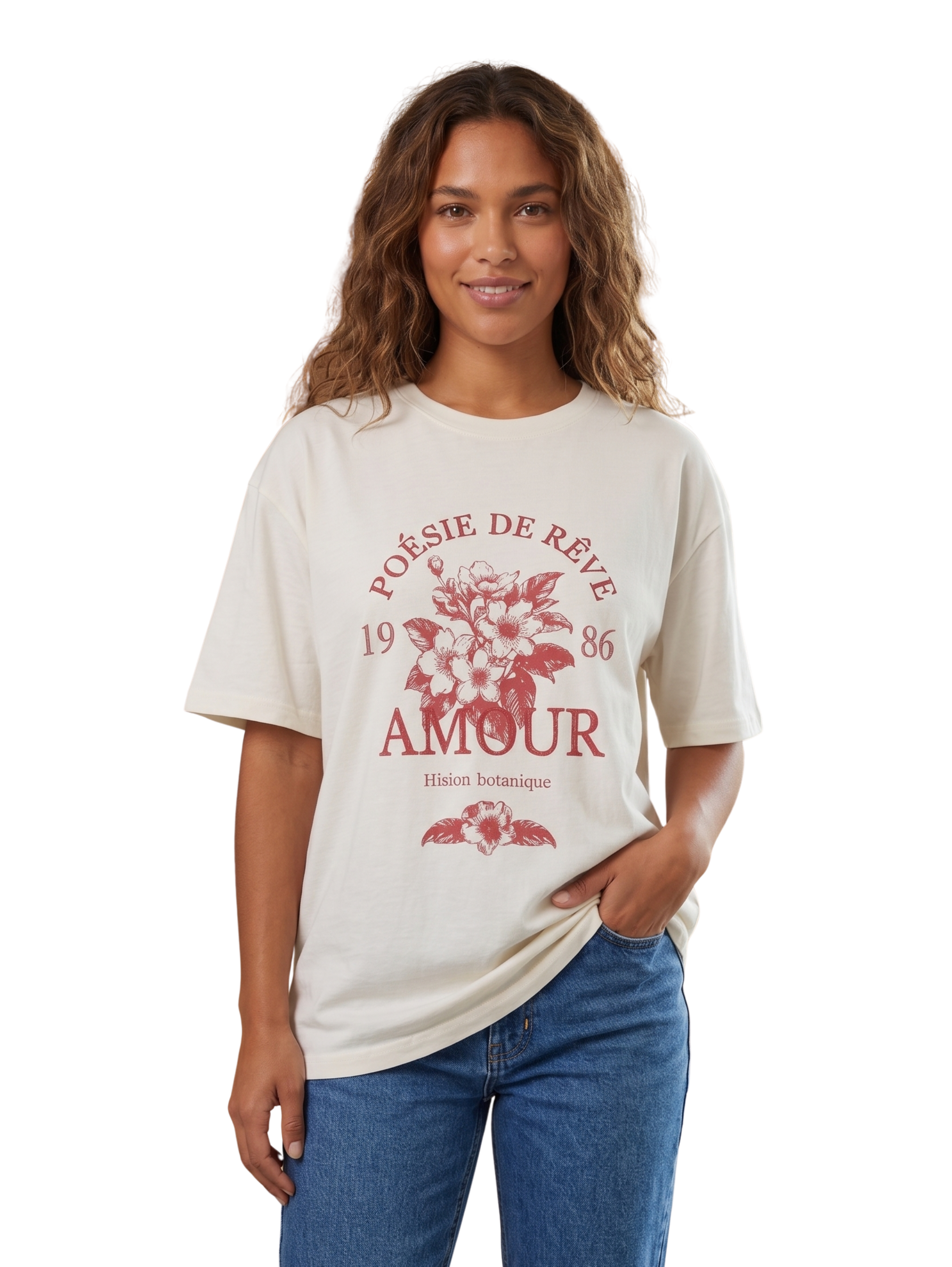 White Short Sleeved T-Shirt With Printed Design