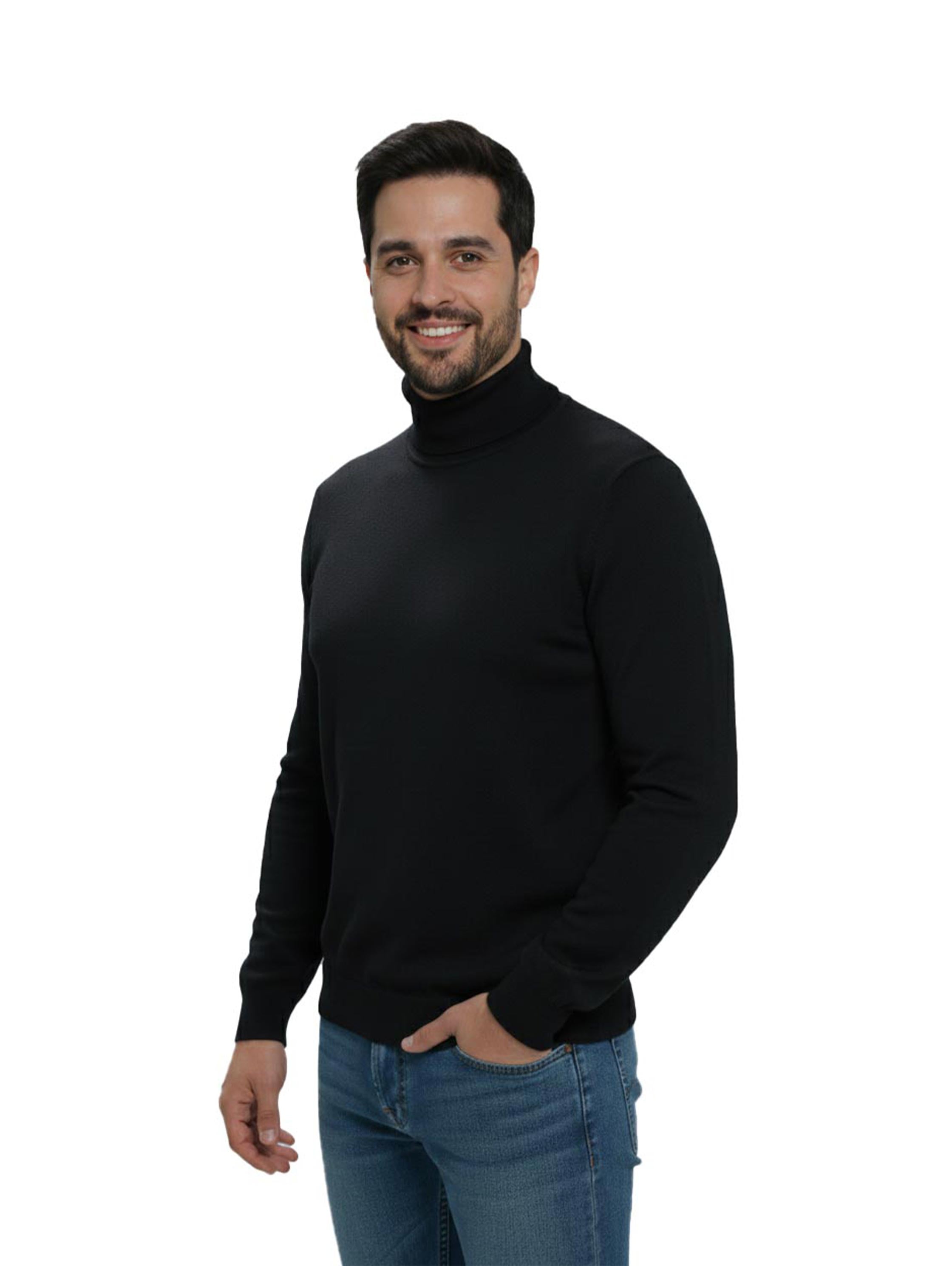 Turtleneck Long Sleeved Black Pullover