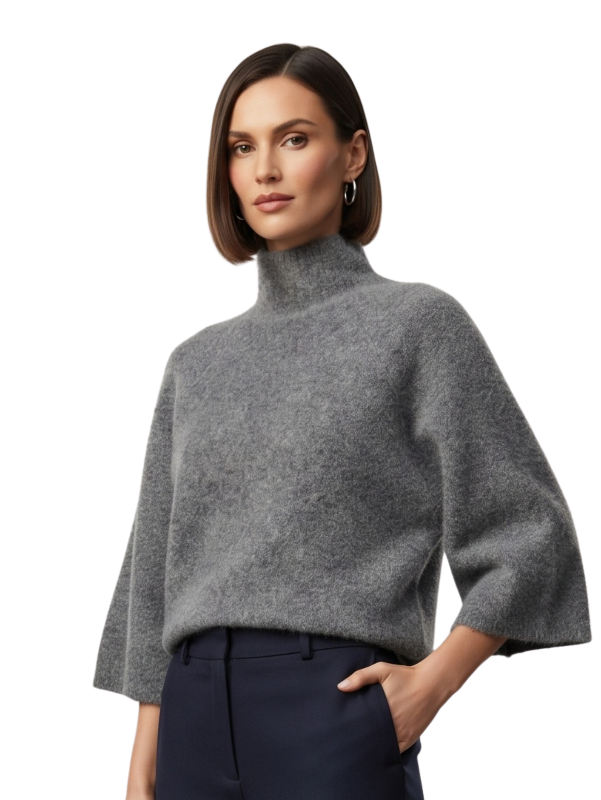 Grey Turtleneck Pullover