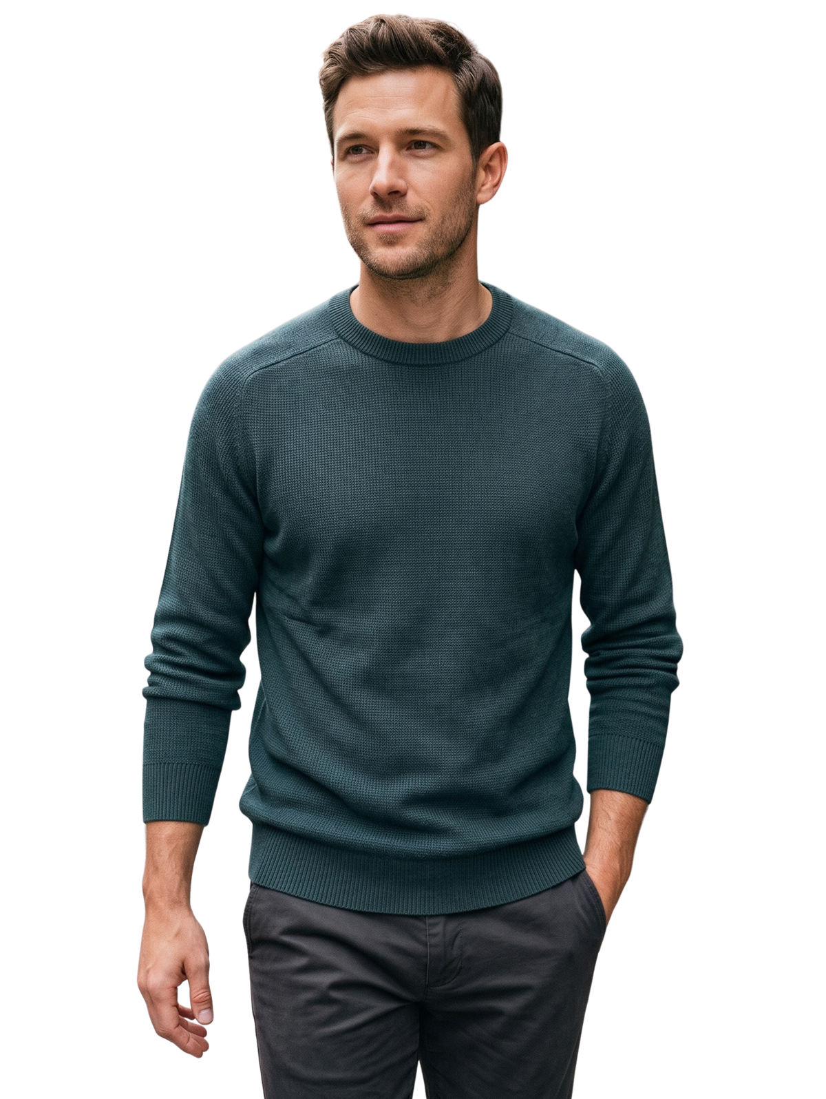 Men Pullover w27 4505W27-D.GREEN