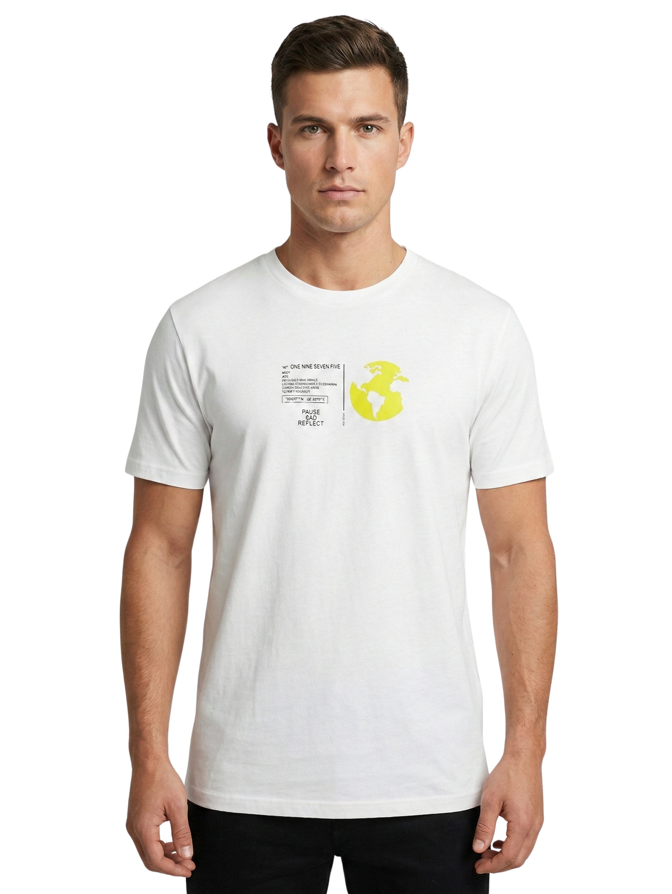 Short Sleeved Cotton White T-shirt With Front Printed Design