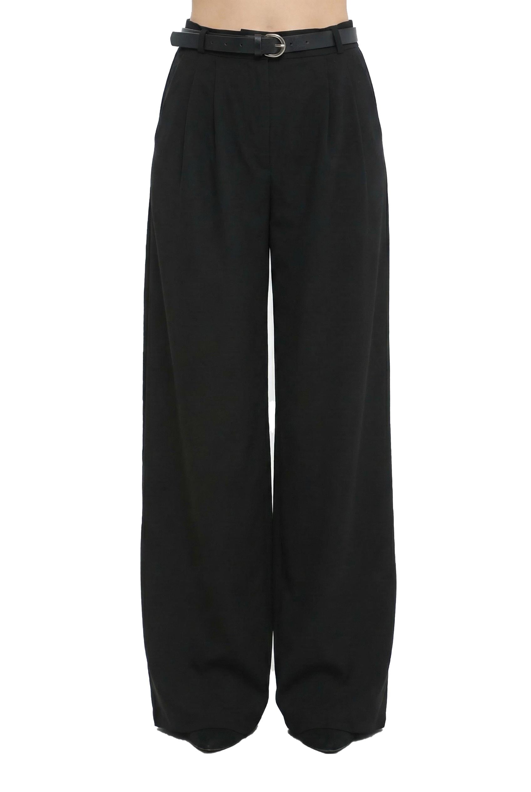 High Waist Black Pant With Attached Belt