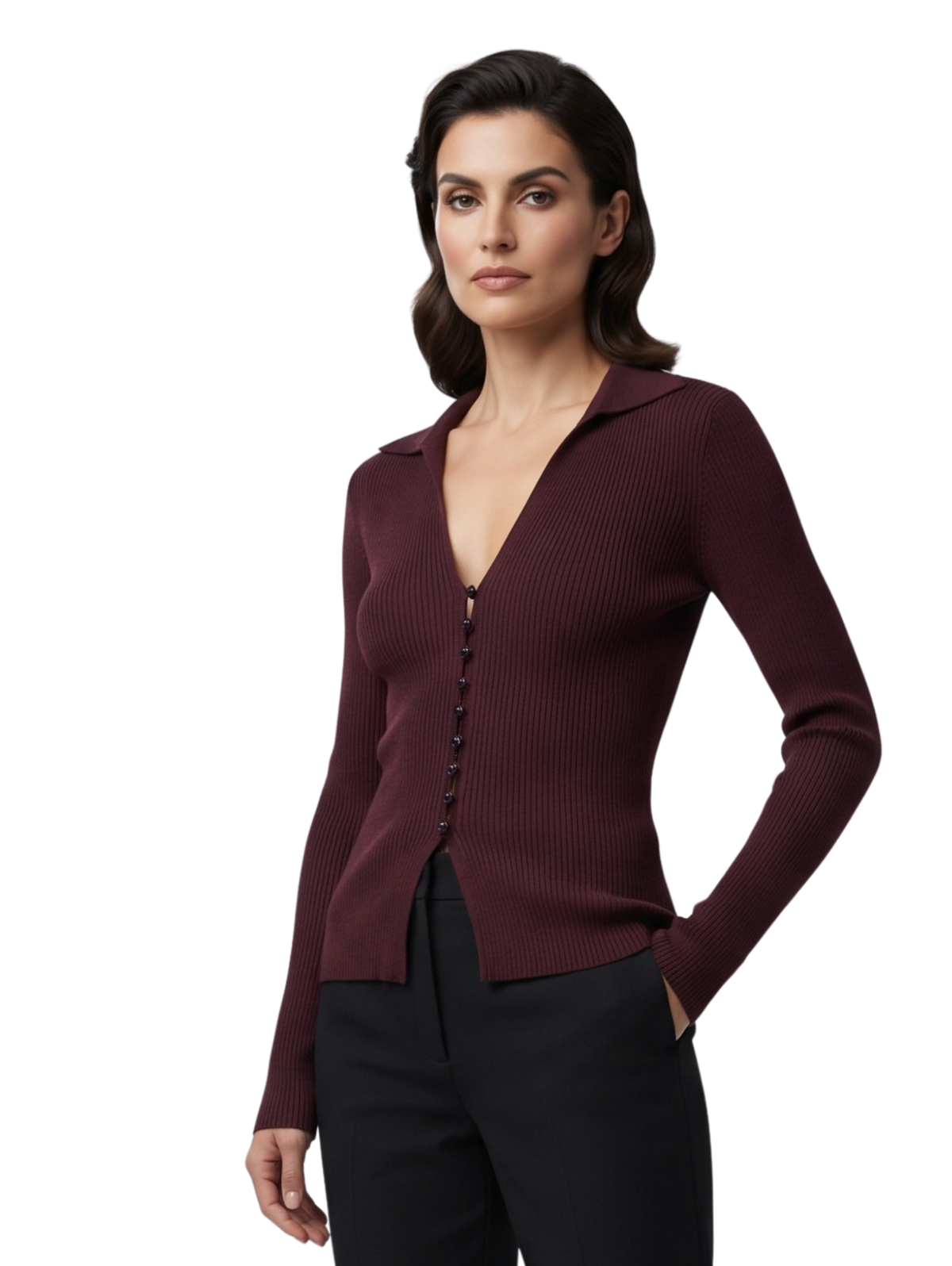 Purple V.Neckline Pullover