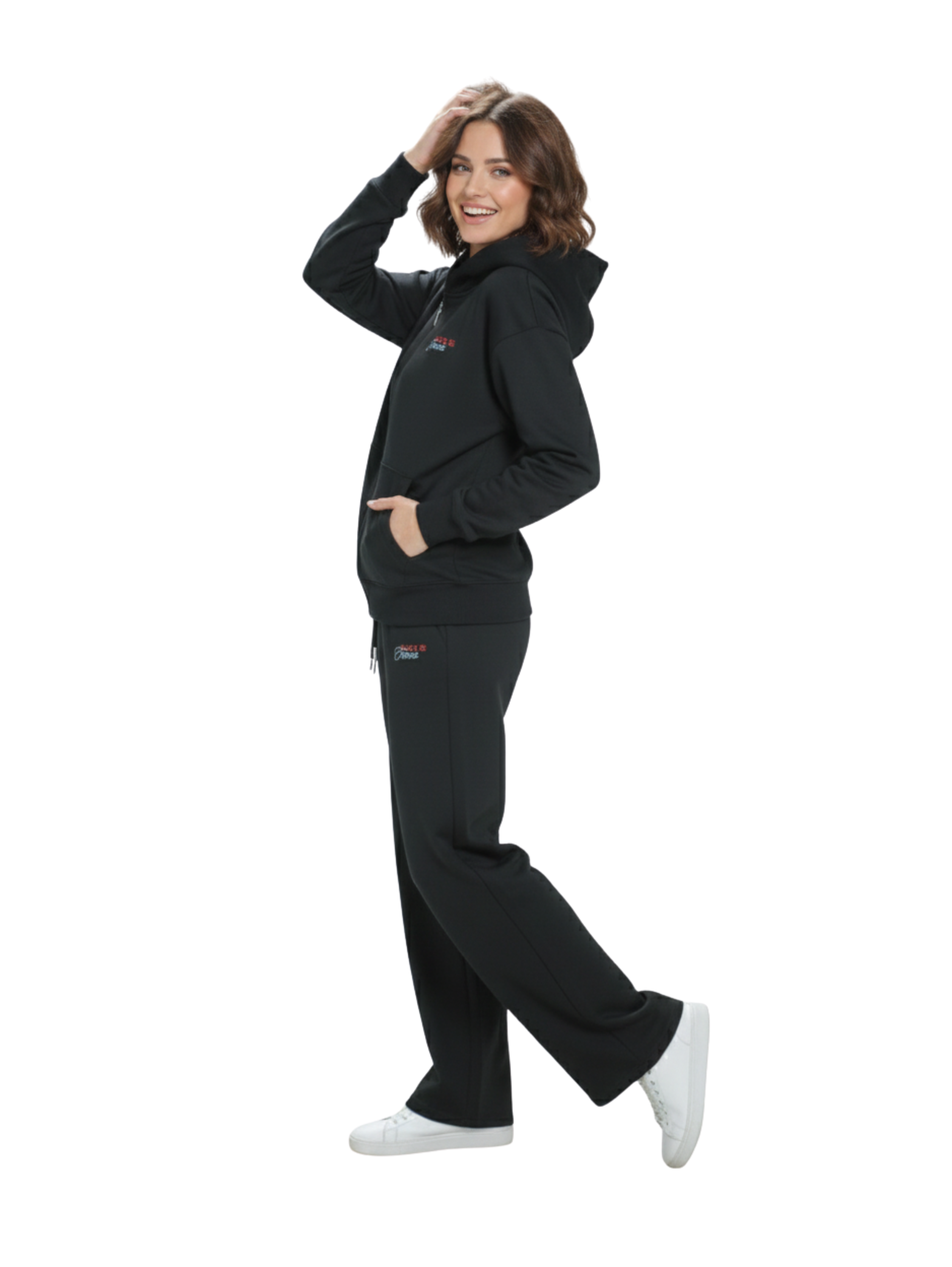 Black Sport Set Pant With Zippered Jacket