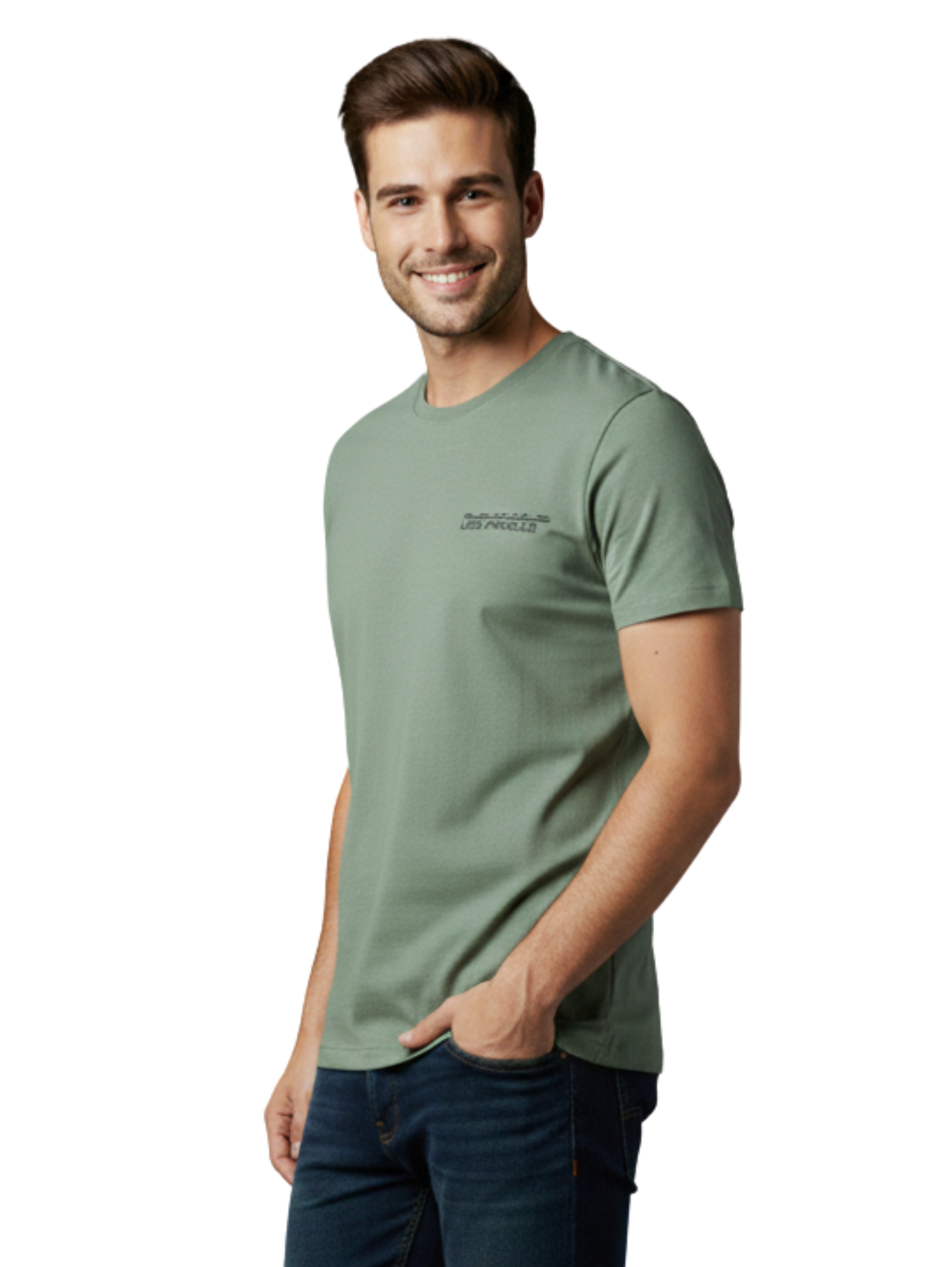 Round Neck Green T-shirt With Back Design