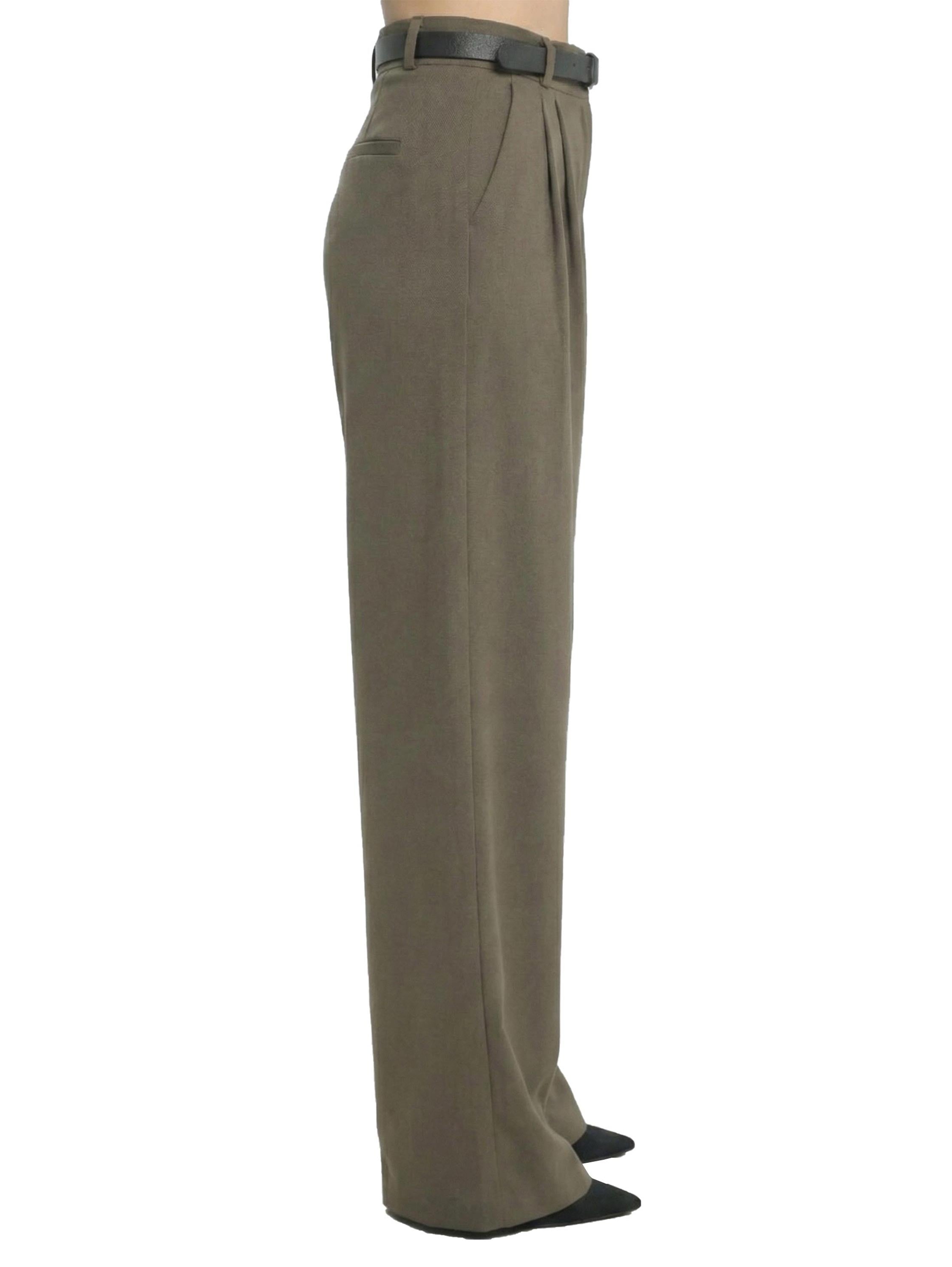 High Waist Brown Pant With Attached Belt