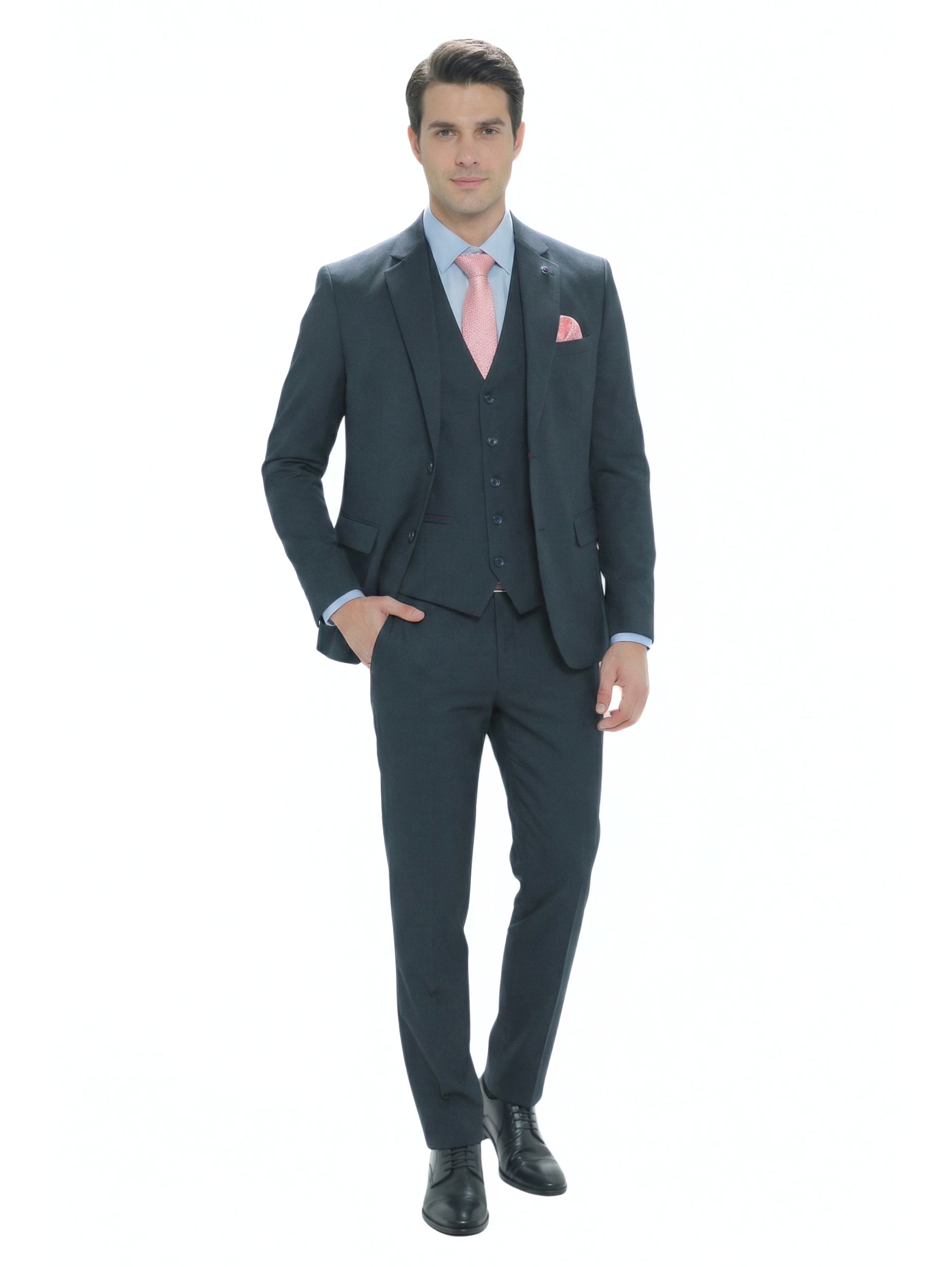 Navy Suit With Sharp Silhouette