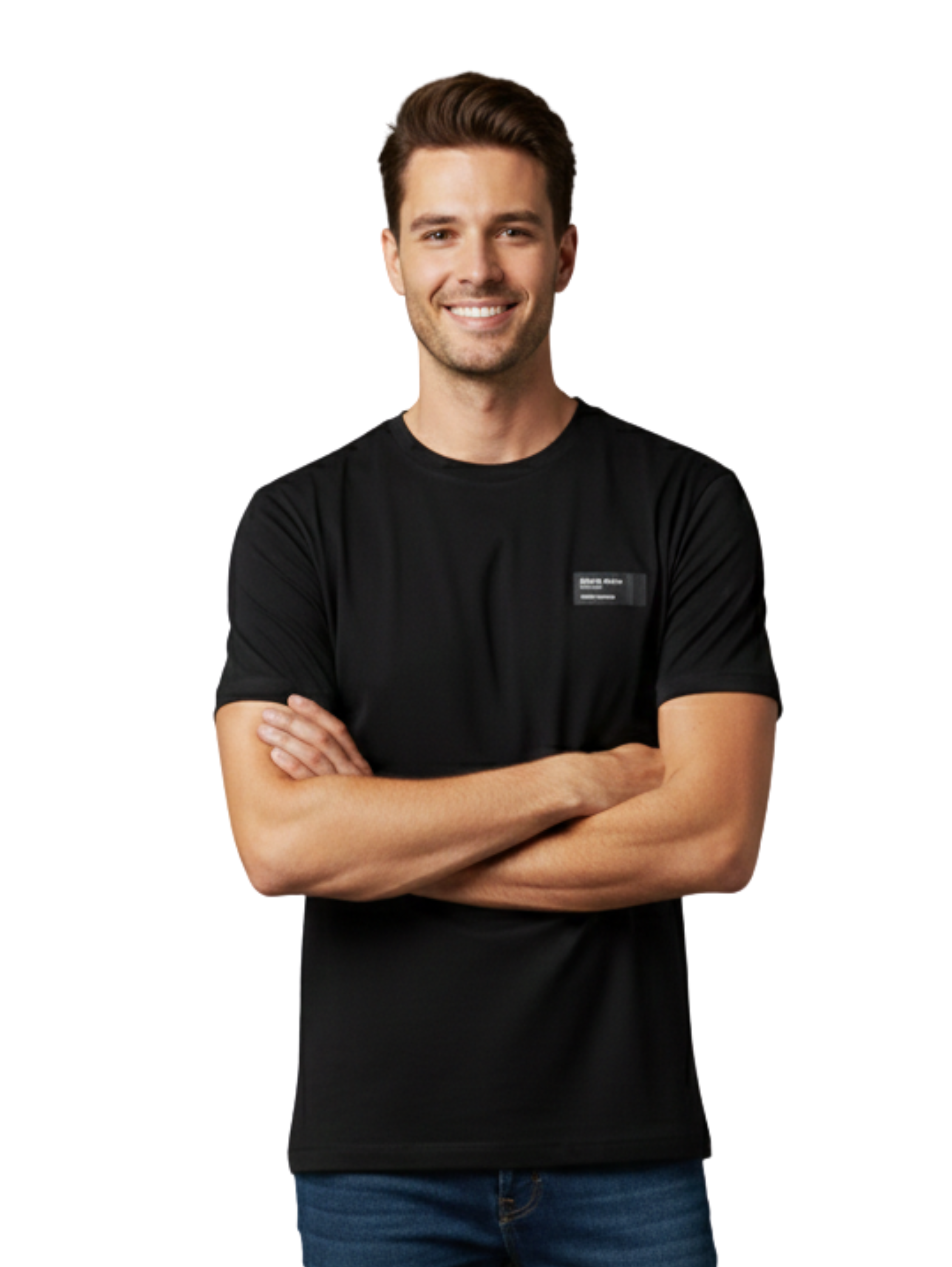 Round Neck Black T-shirt With Front Design