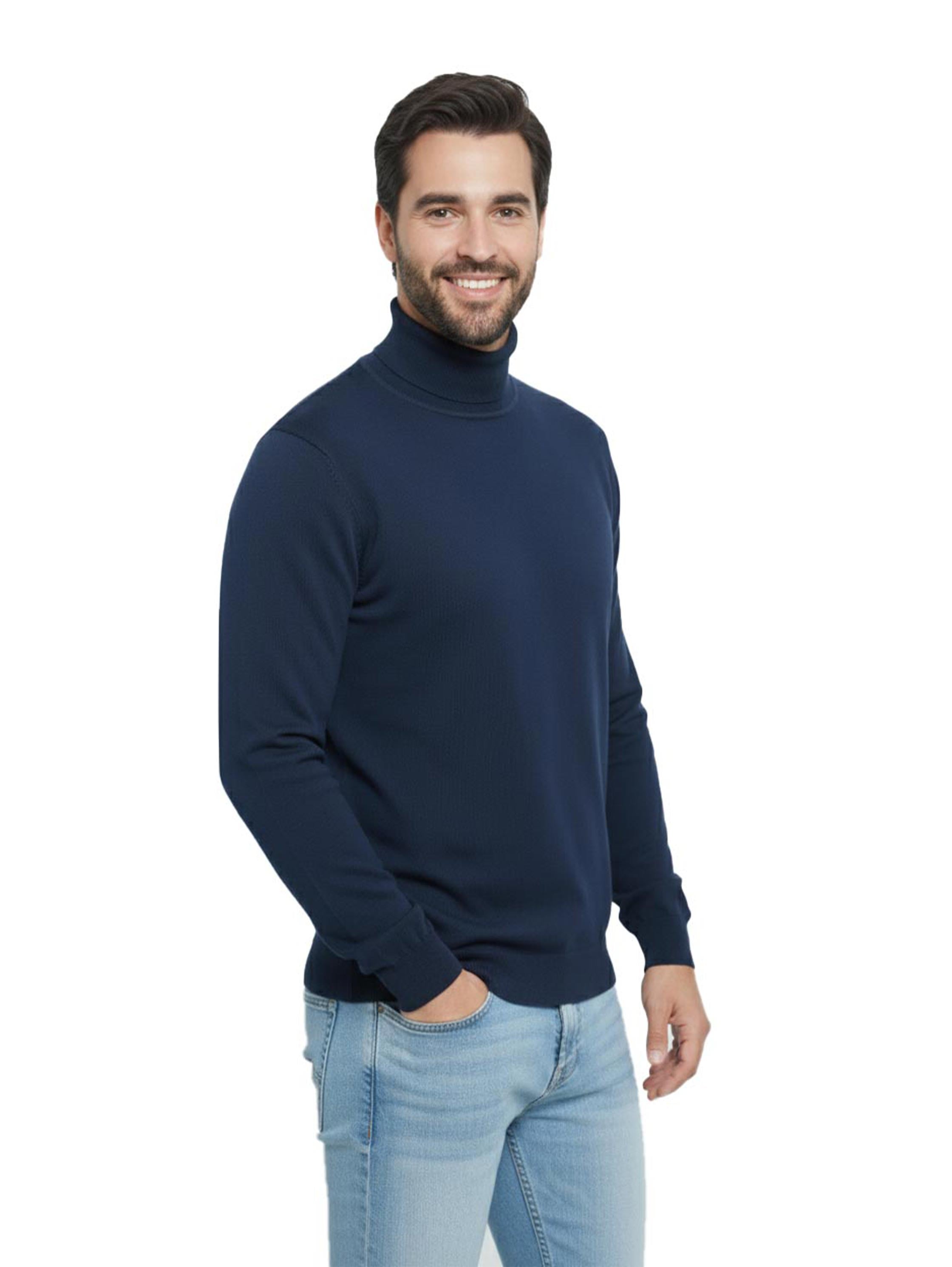 Turtleneck Long Sleeved Navy Pullover
