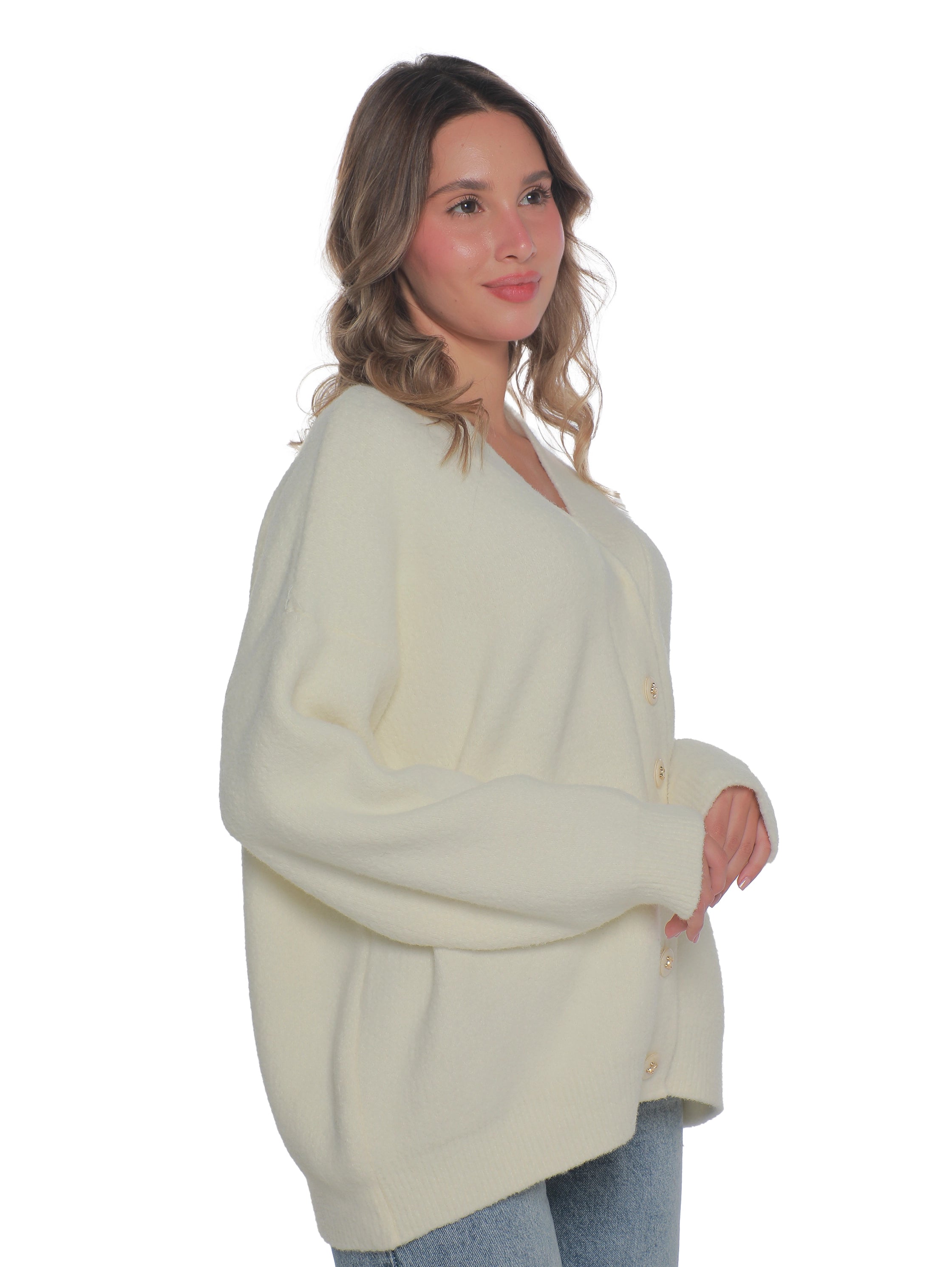 Off white Oversize Pullover With Button To Close