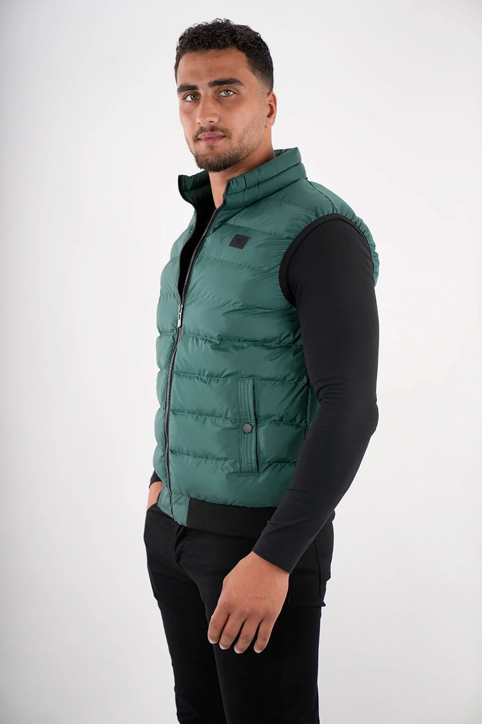 Mens green puffer vest best sale