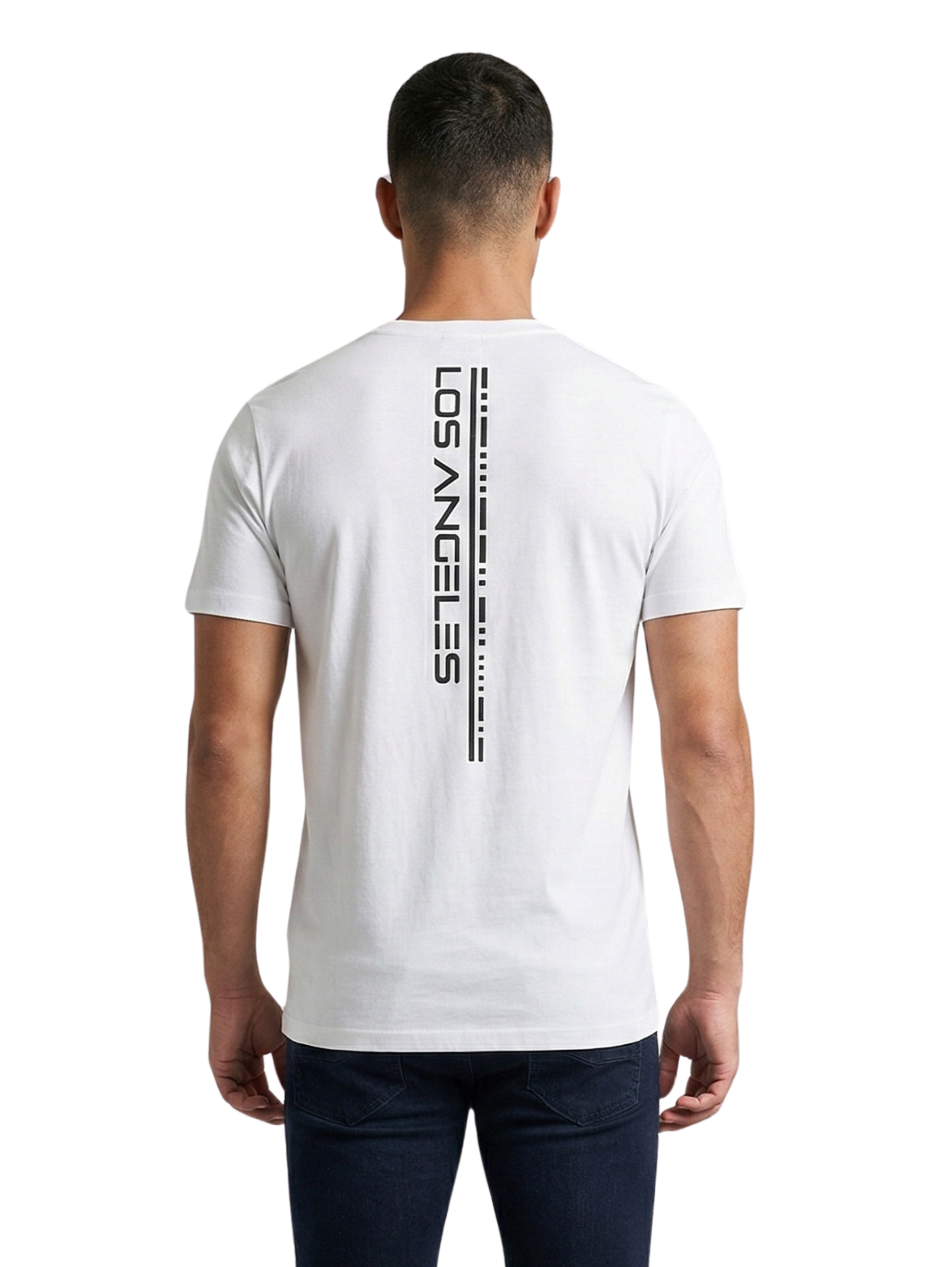 Round Neck White T-shirt With Back Design
