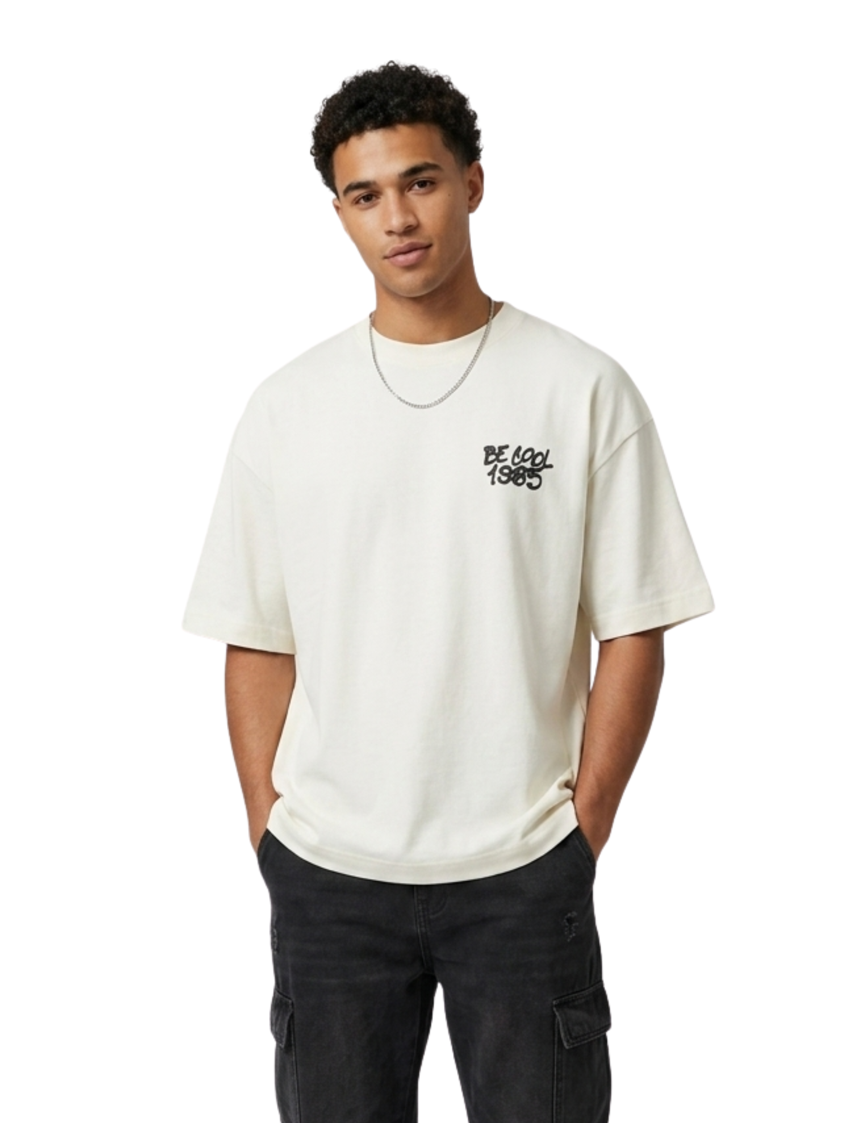 Oversized Milky T-Shirt With Back Design