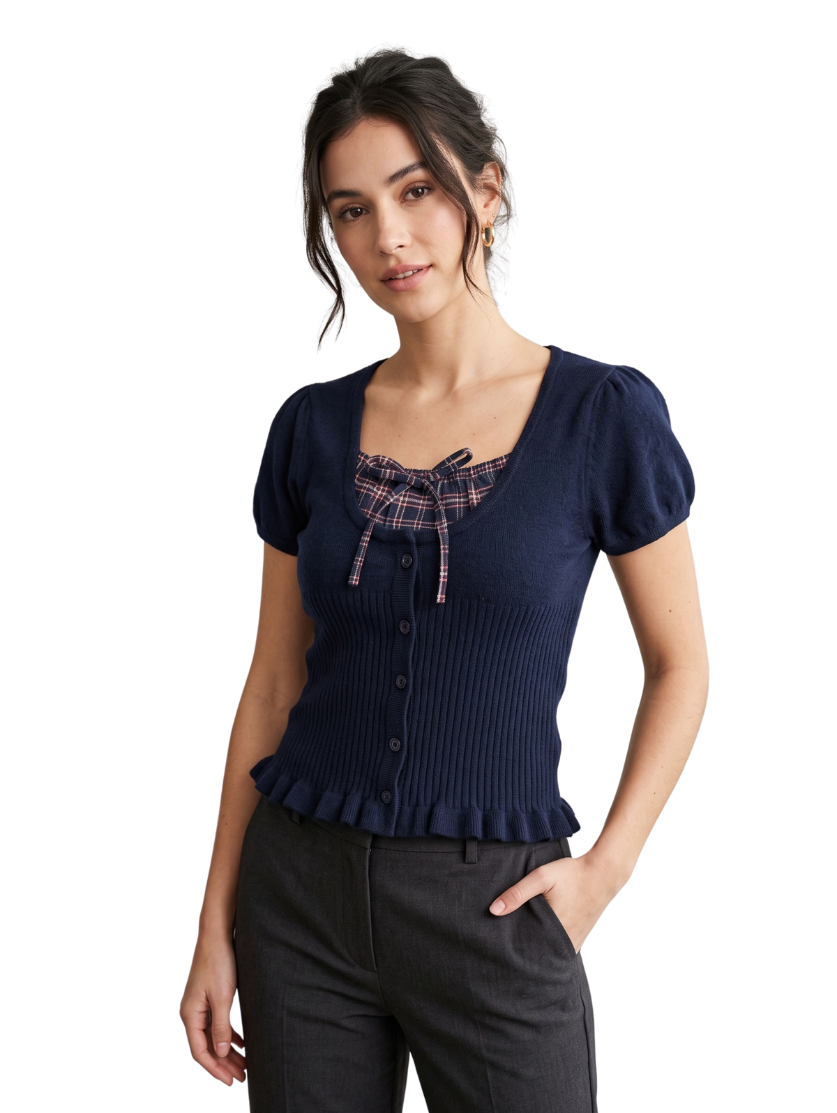 Navy Scoop Neckline Pullover