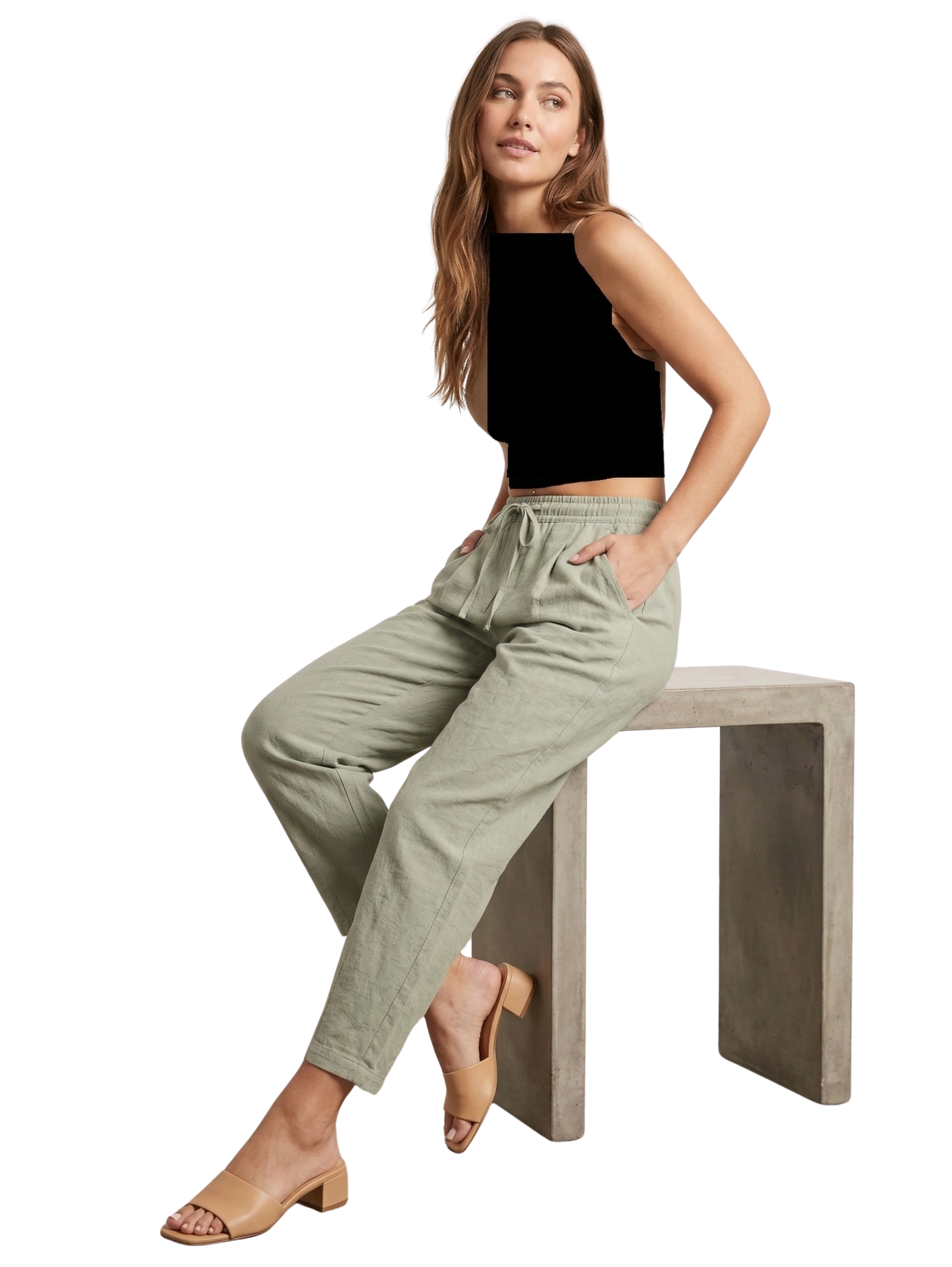 Mint Pant With Elastic Waist