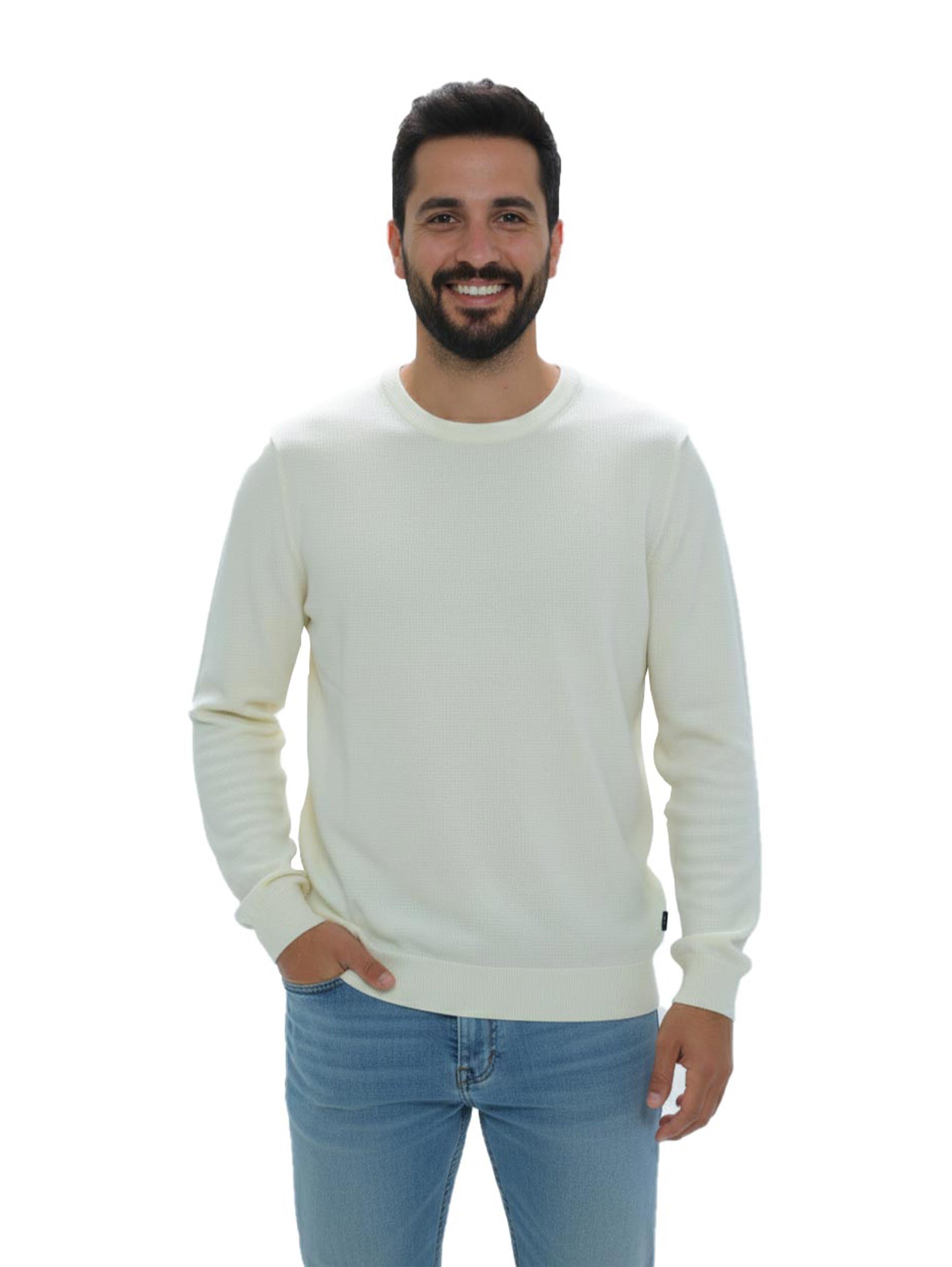 Round Neck Knitwear Offwhite Pullover