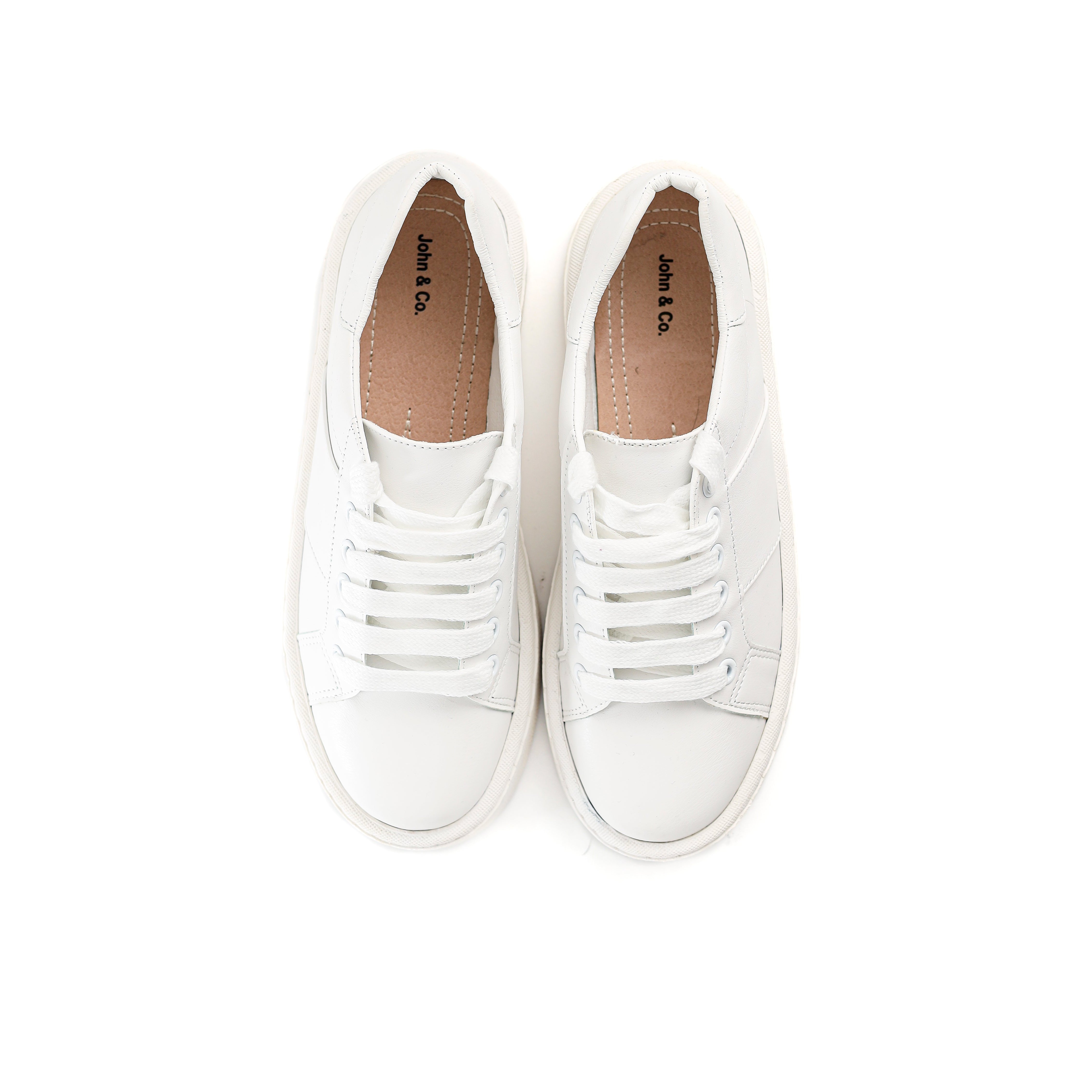 Leather Lacing White Shoes
