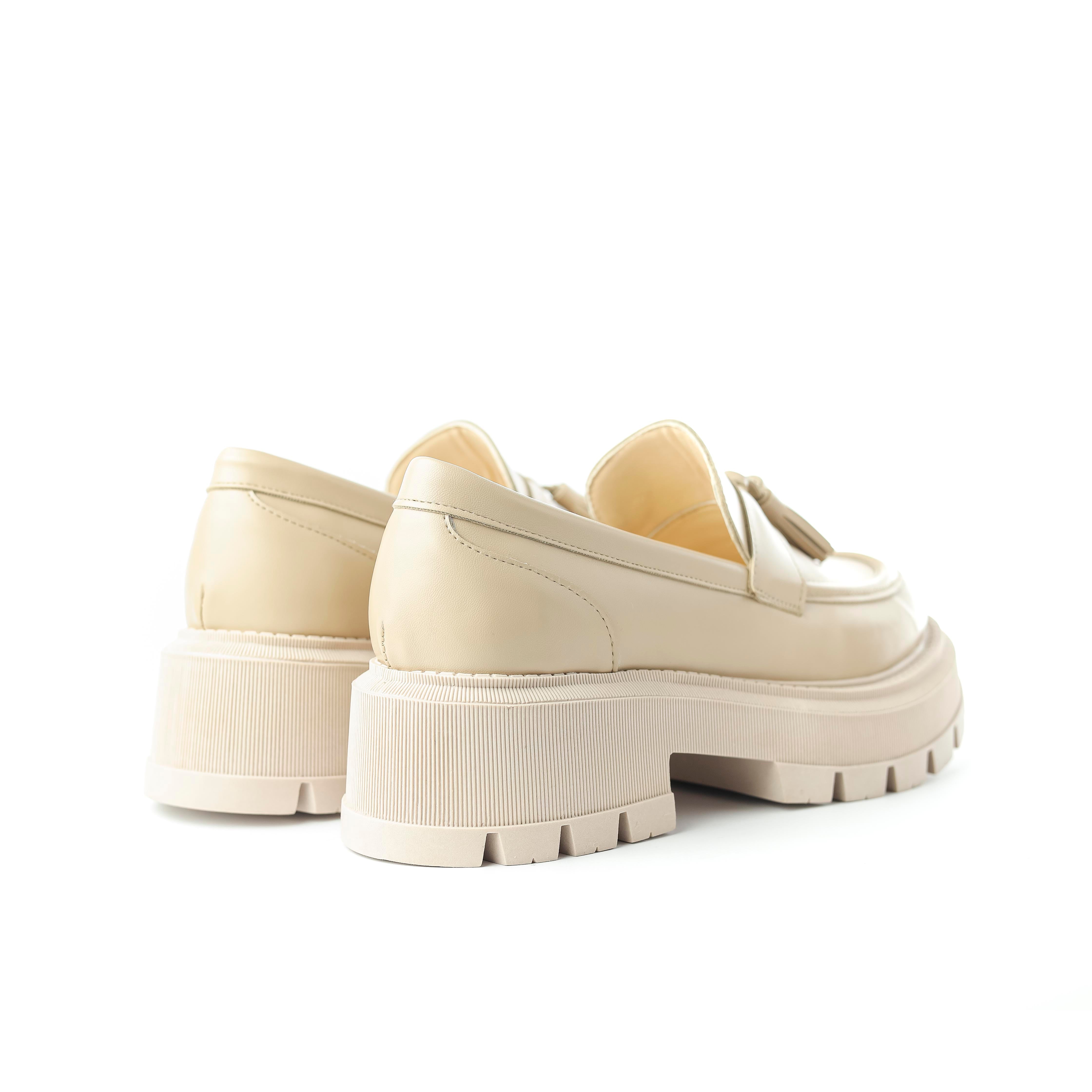 Beige Slip On Loafer With Large Insole