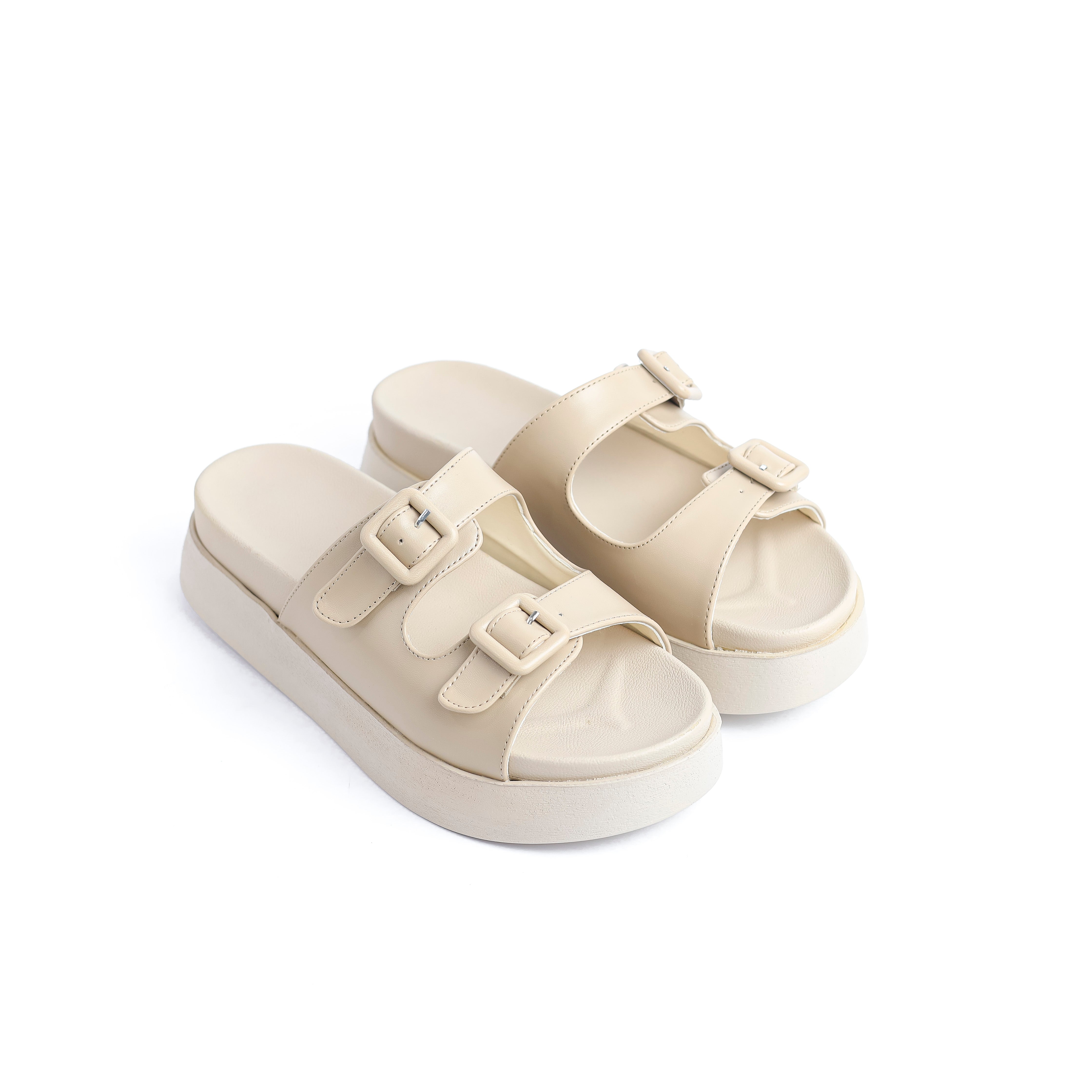 Beige Slipper With Two Straps