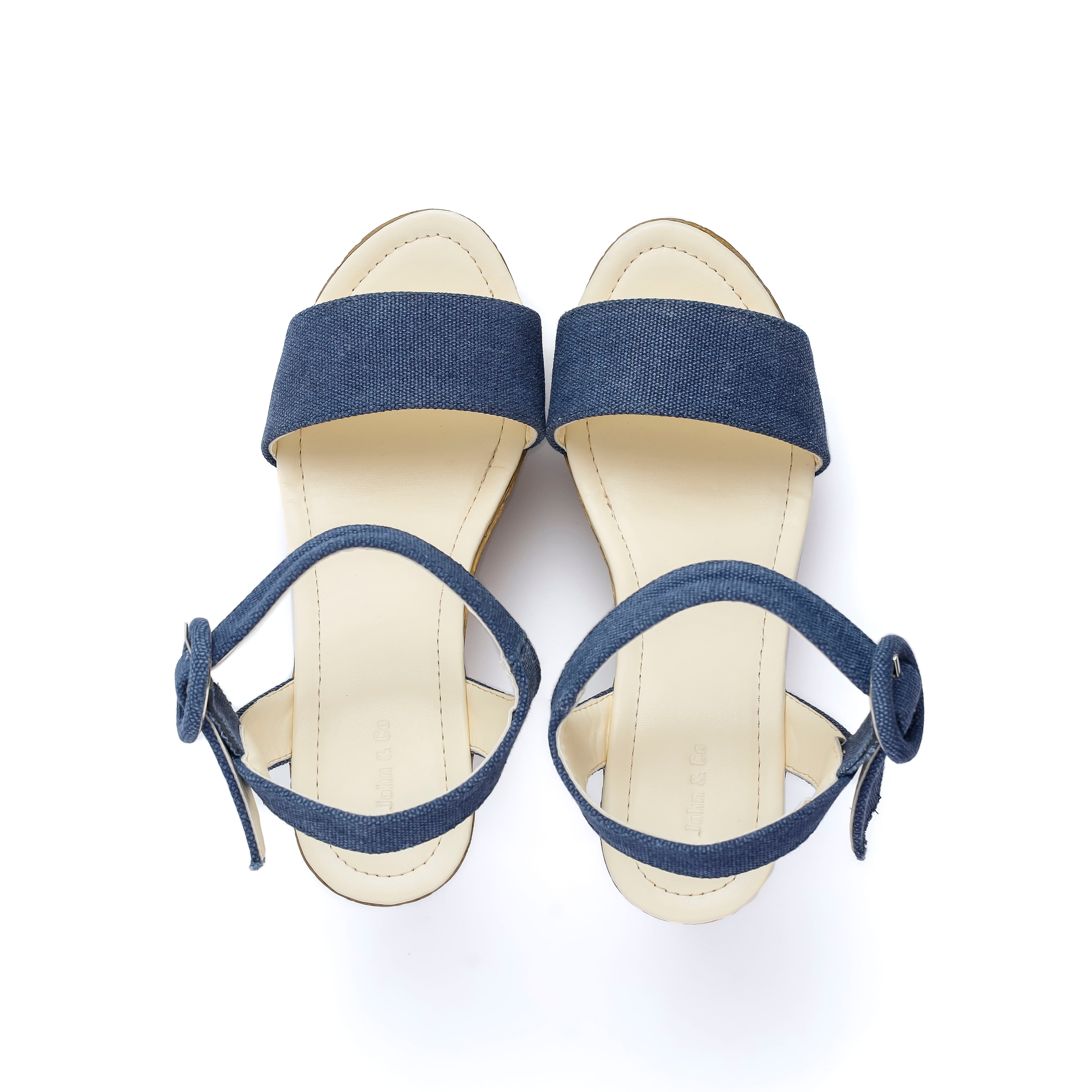 Comfortable Strappy Wedge Blue Heel