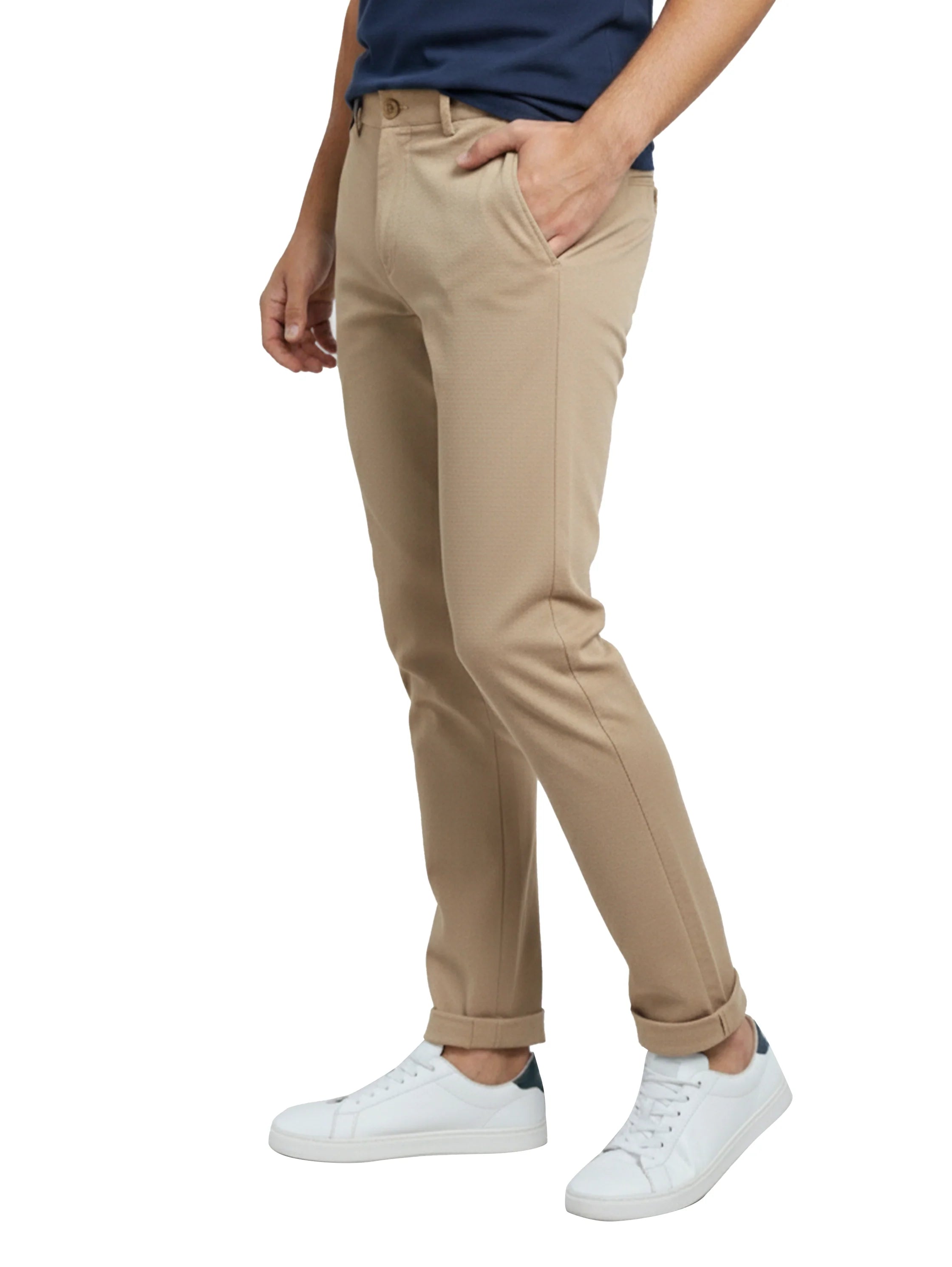 Modern Beige Pant With Single Button Closure