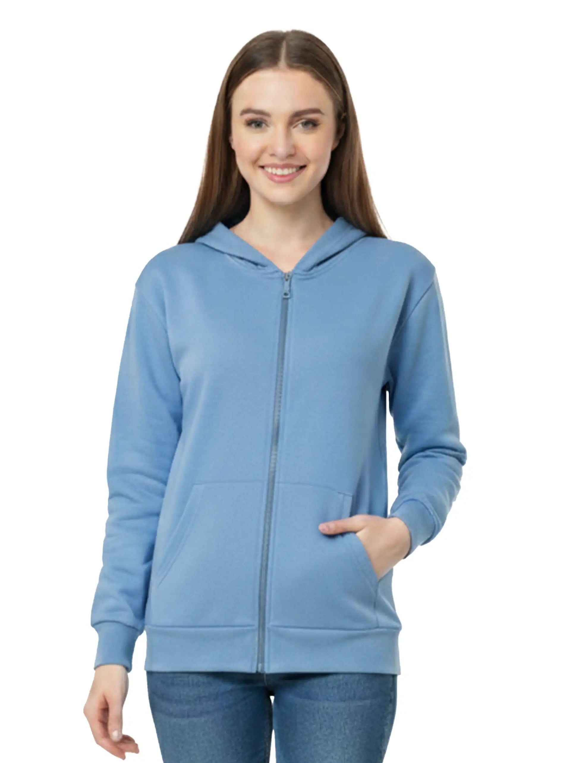 Blue Cotton Jacket with Hood