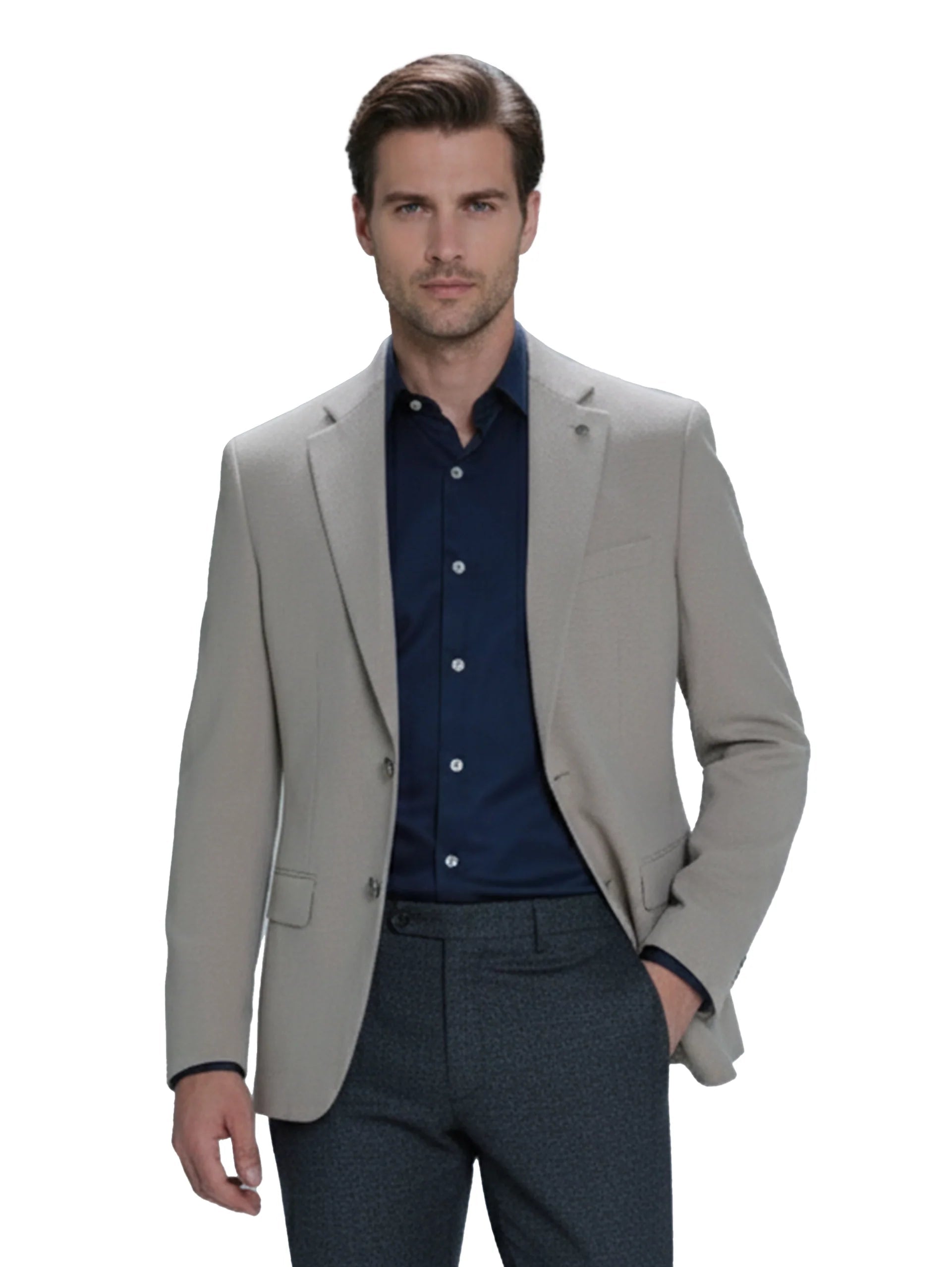 Single-Breasted Beige Blazer Wit Two Button To Close