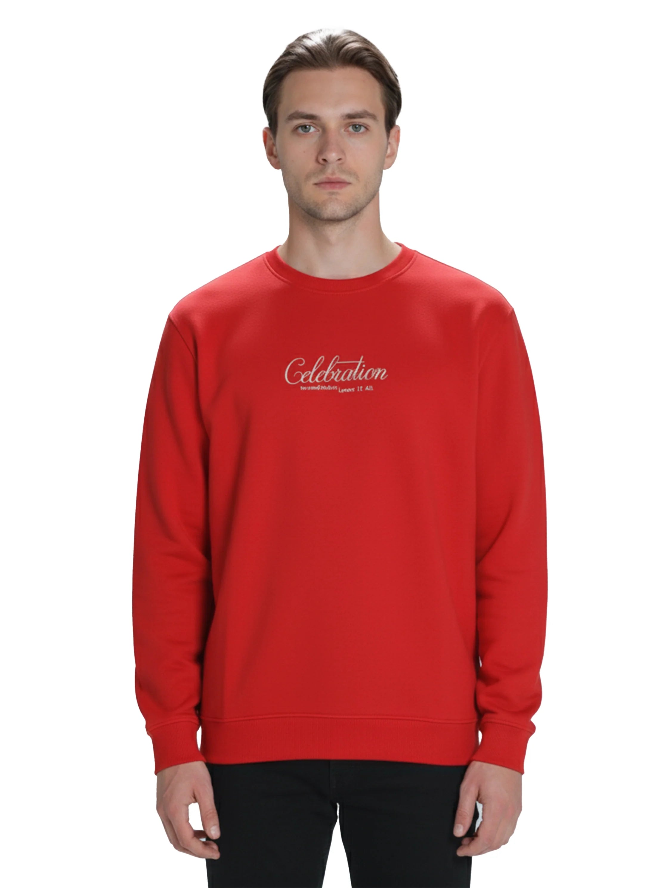 Red Sweater With Round Neck Design