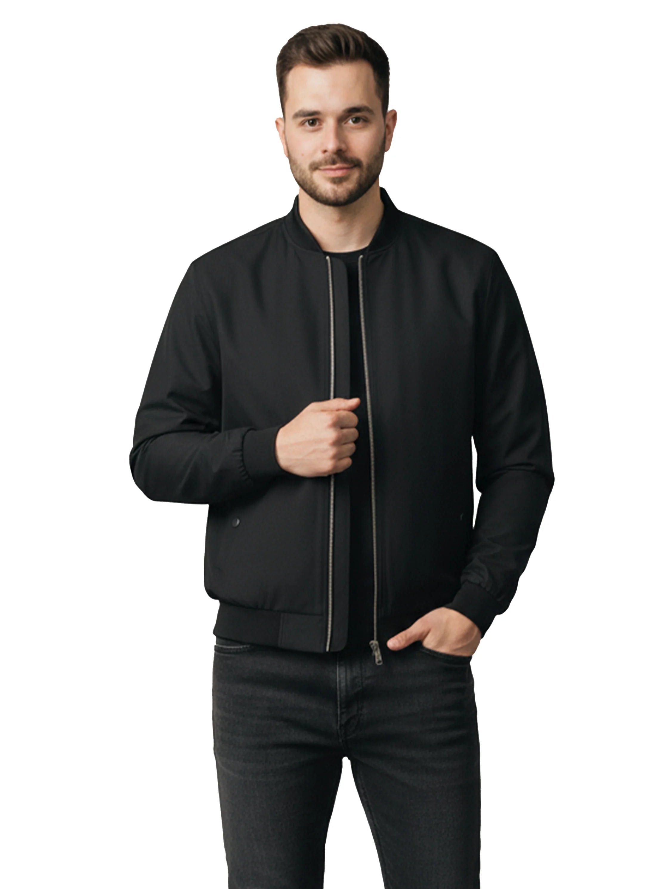 Black Bamber Jacket With Zipper To Close