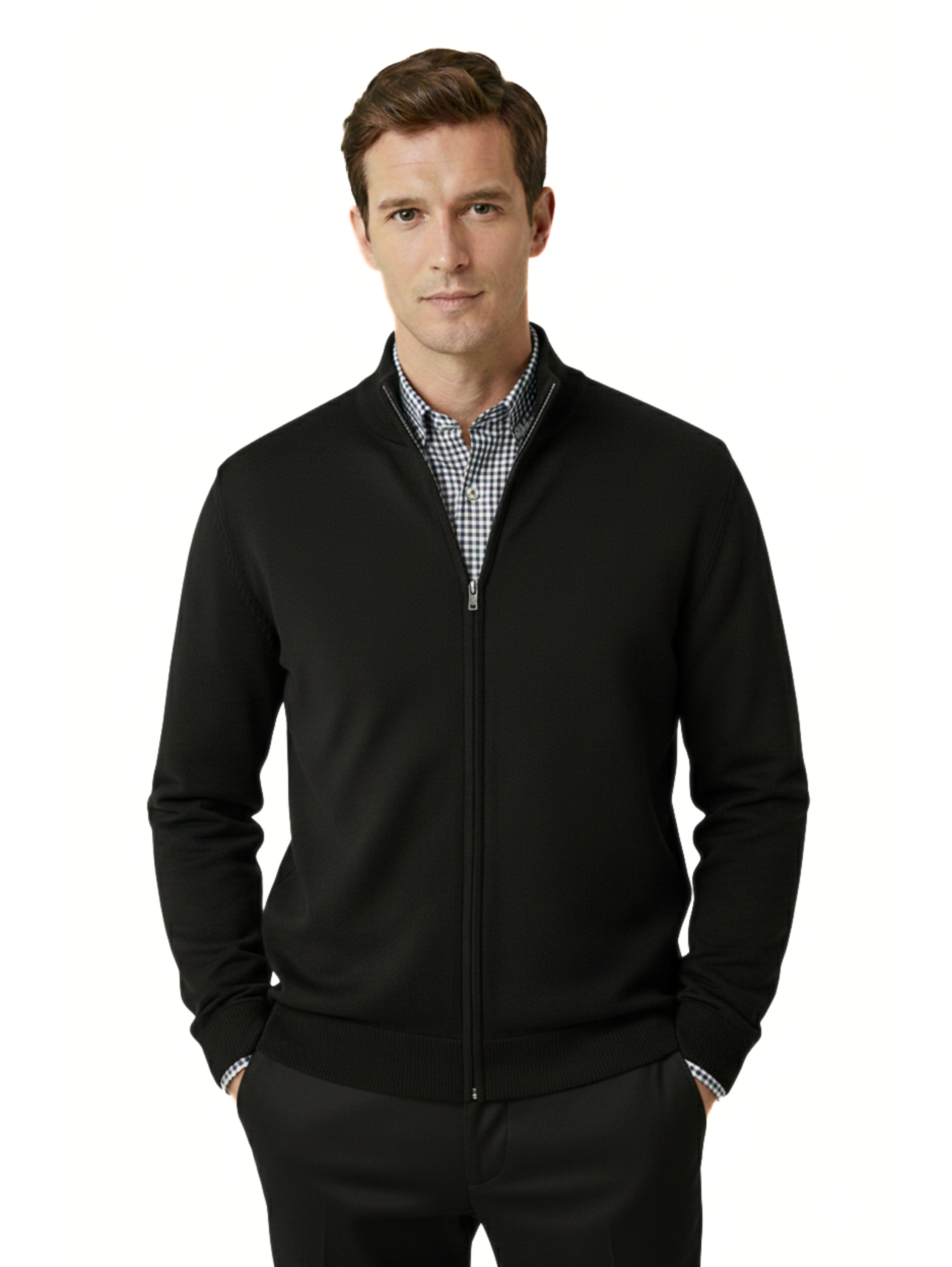 Knitwear Black Full Zipper Pullover