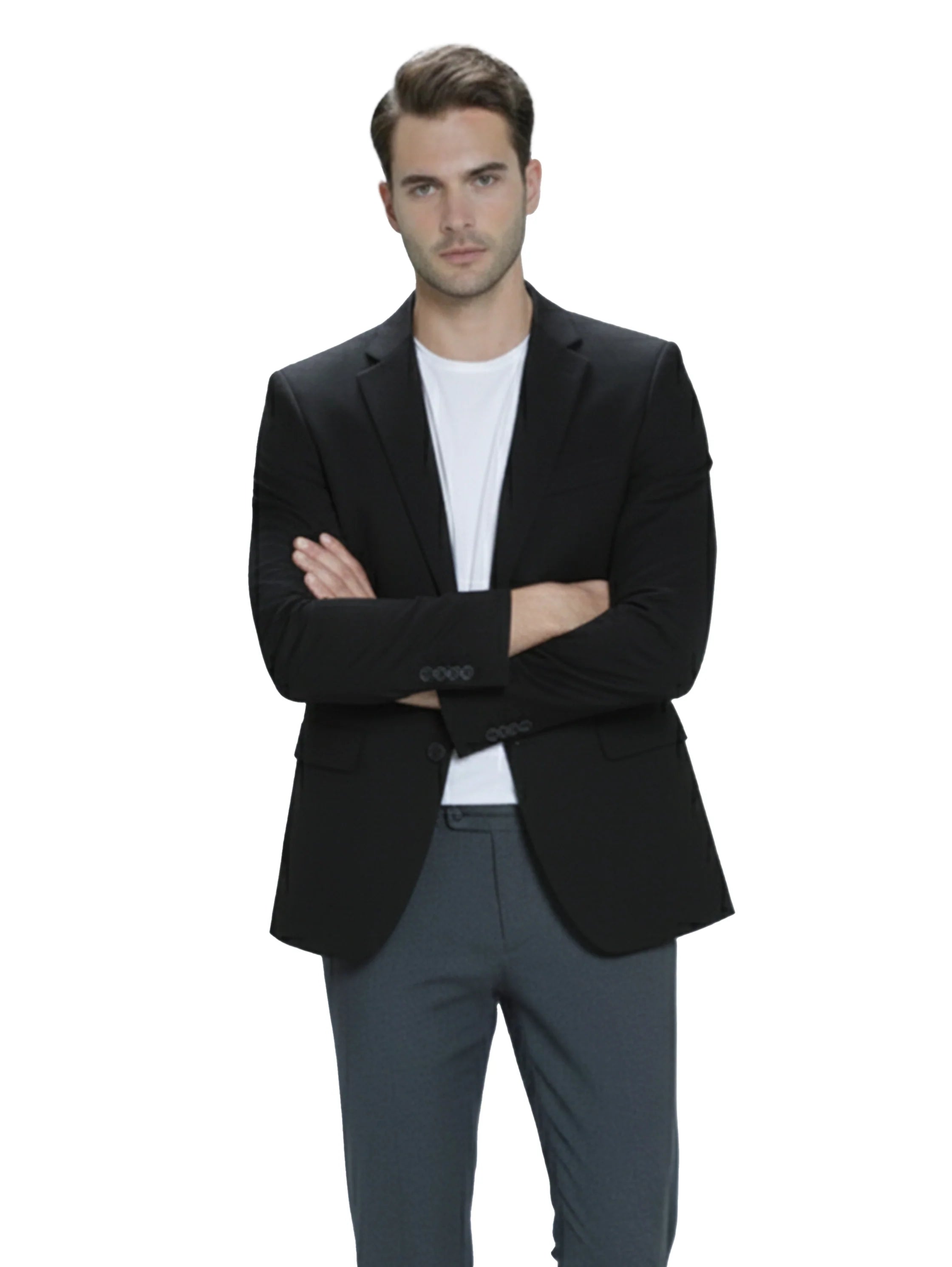 Single-Breasted Black Blazer Wit Two Button To Close