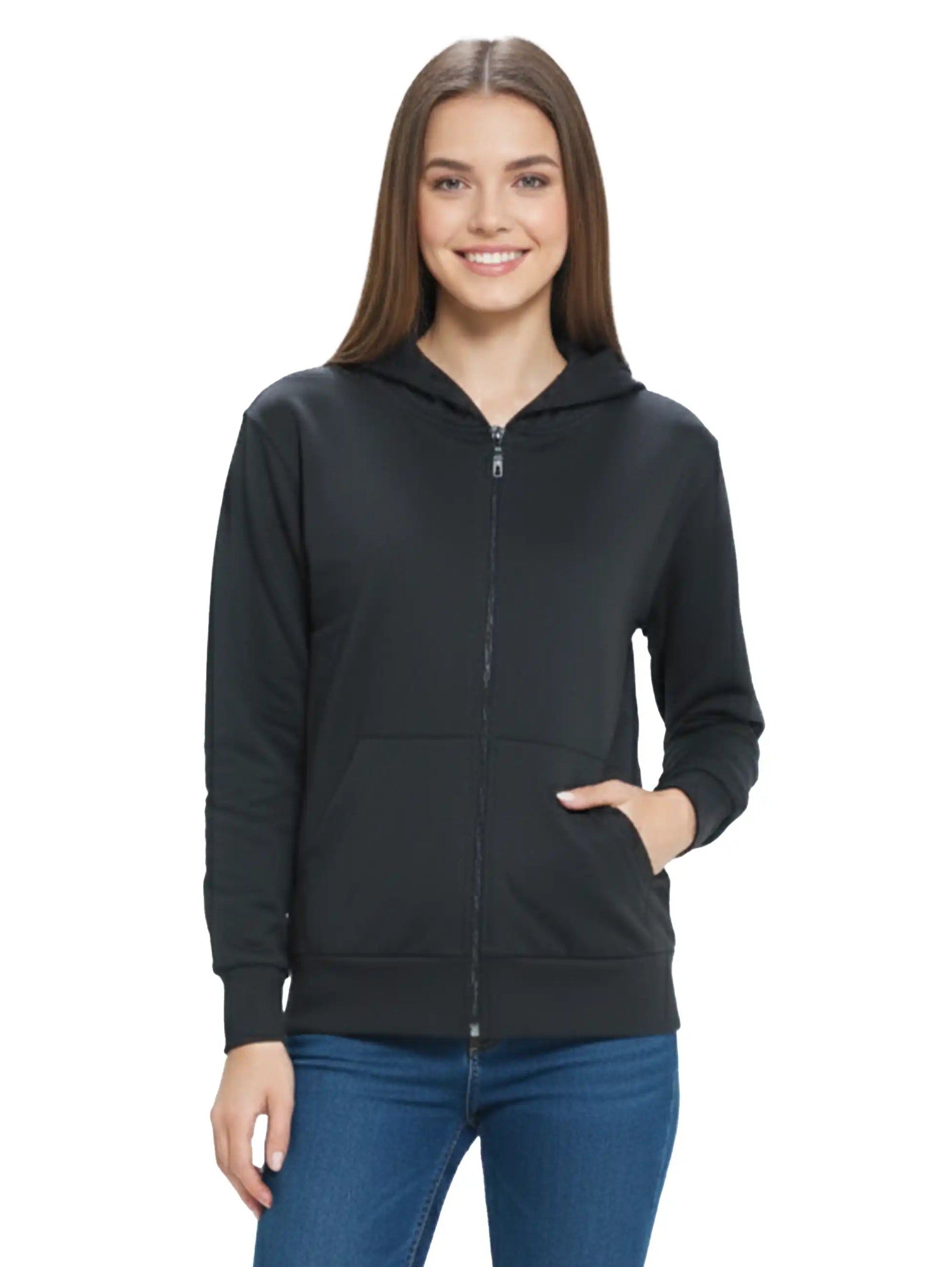 Black Cotton Jacket with Hood