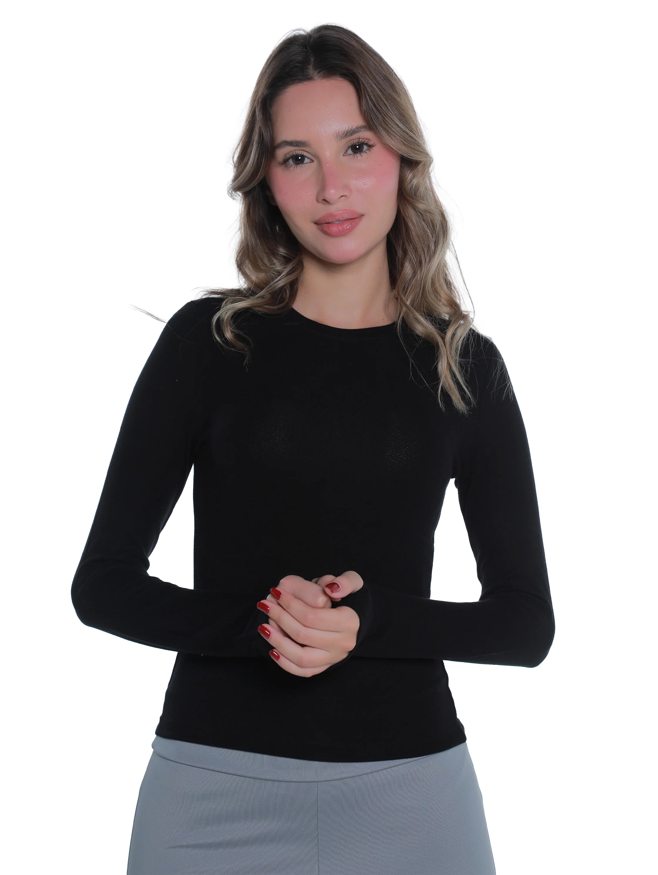Cotton Black Top With Open Attached Finger