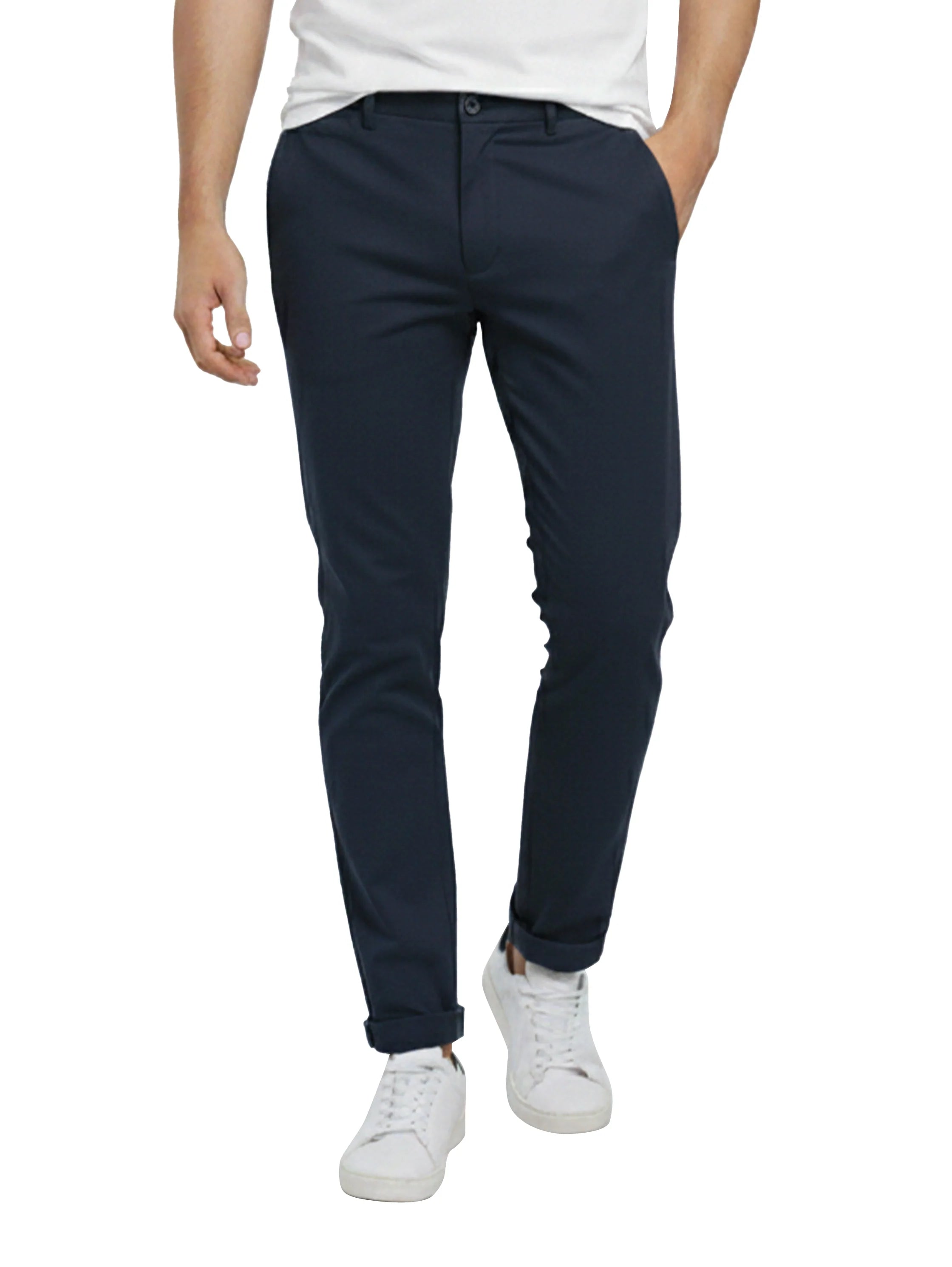 Modern Navy Pant With Single Button Closure