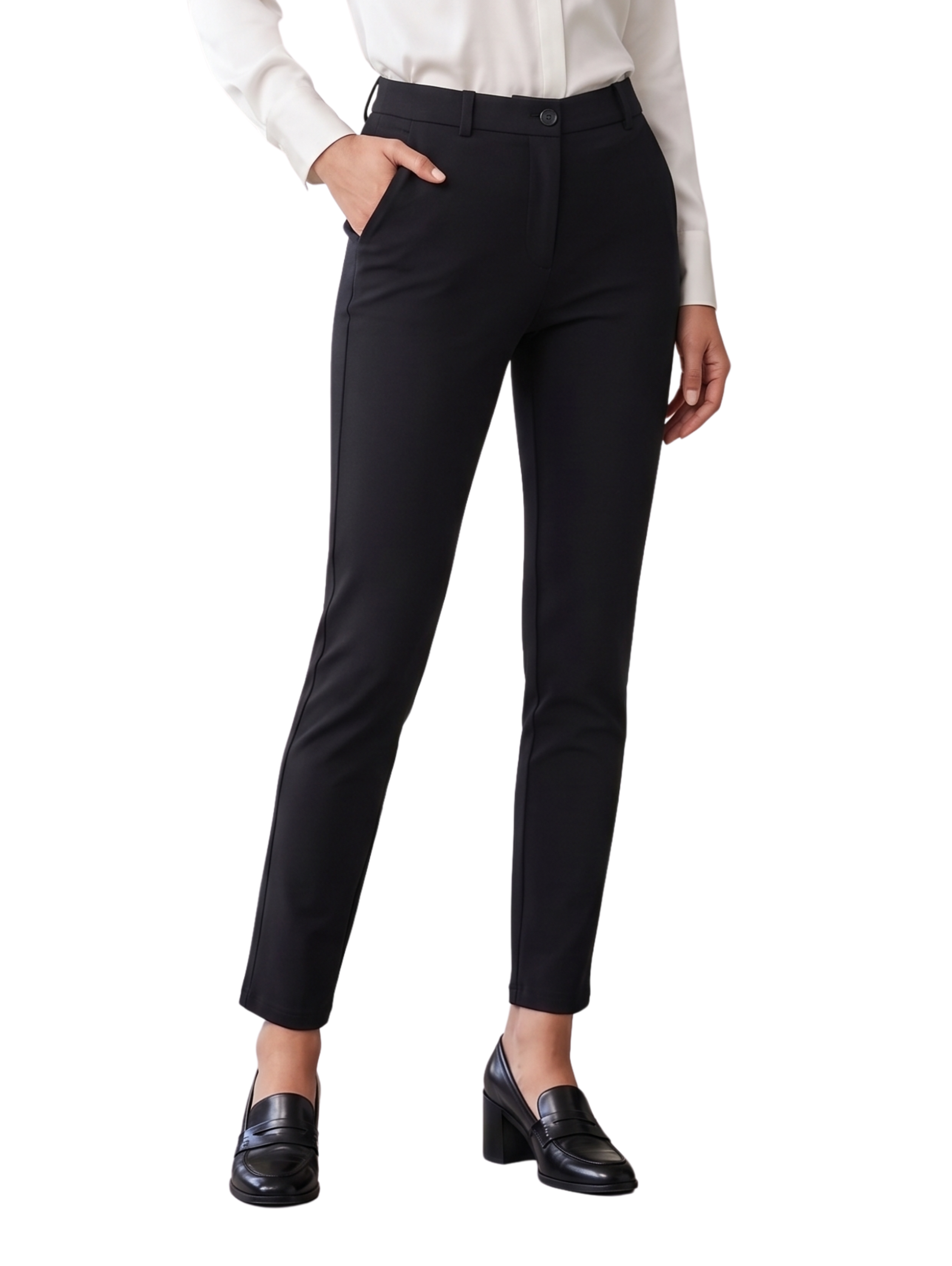 Classic Black Lycra Stretch Slim Leg Tailored Pants