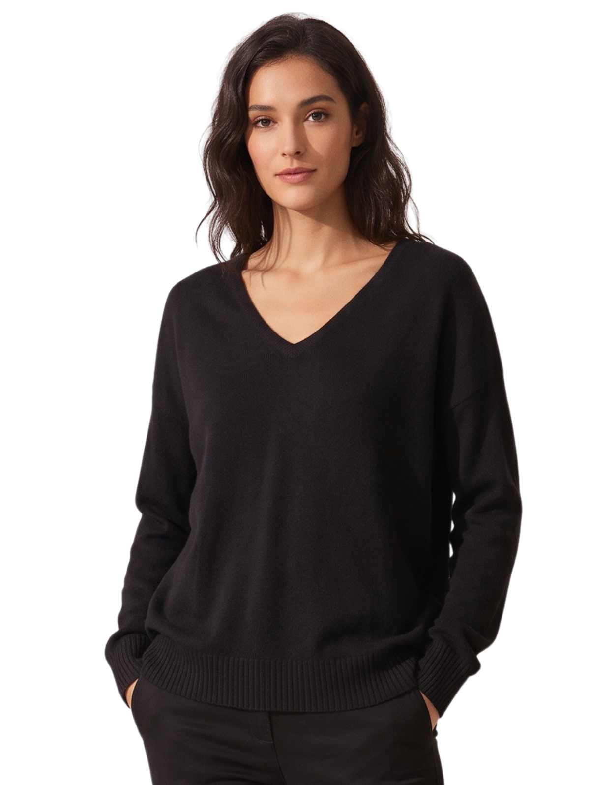 Black V-Neckline Pullover