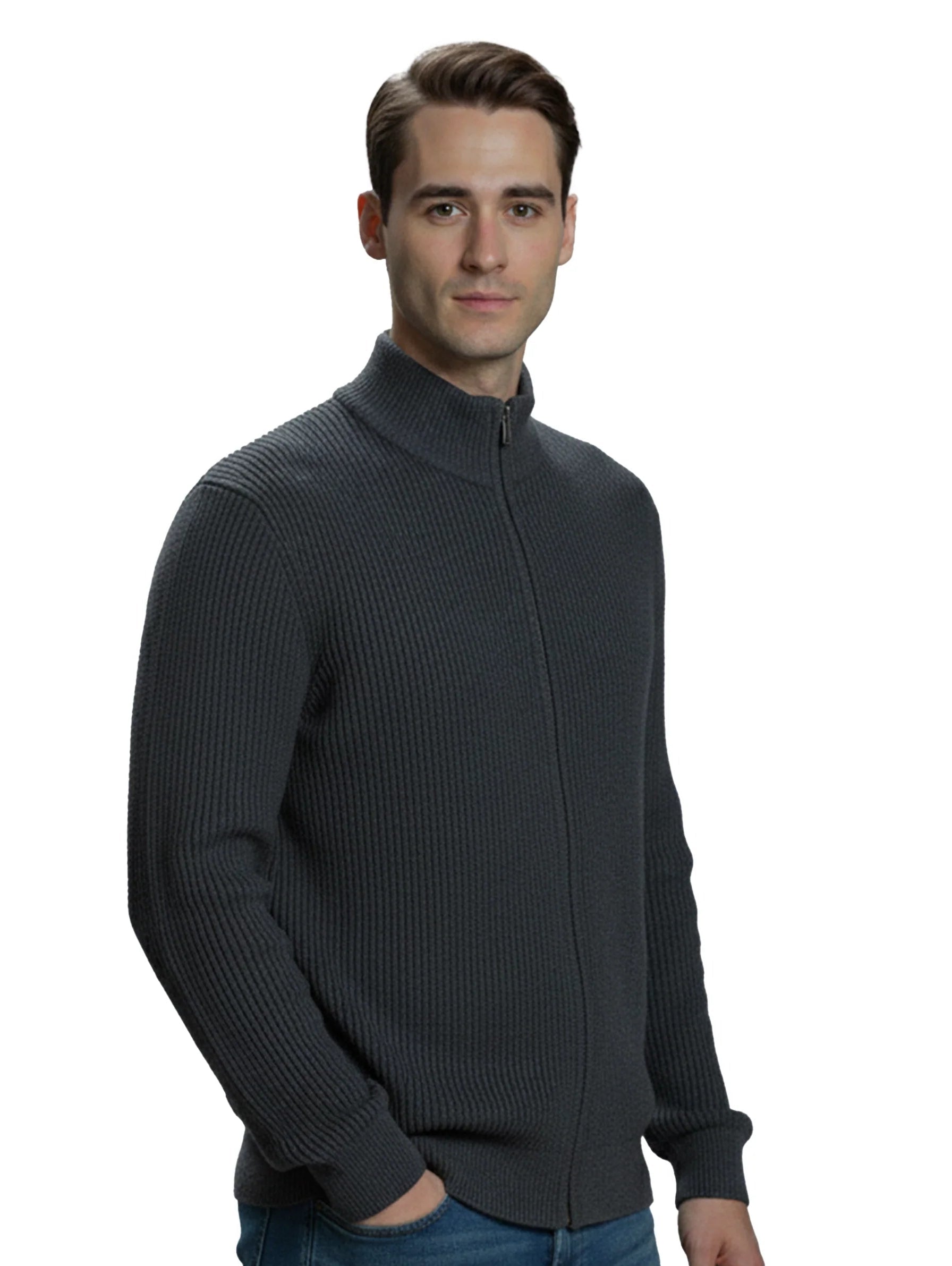 Knitwear Dark Grey Full Zipper Pullover