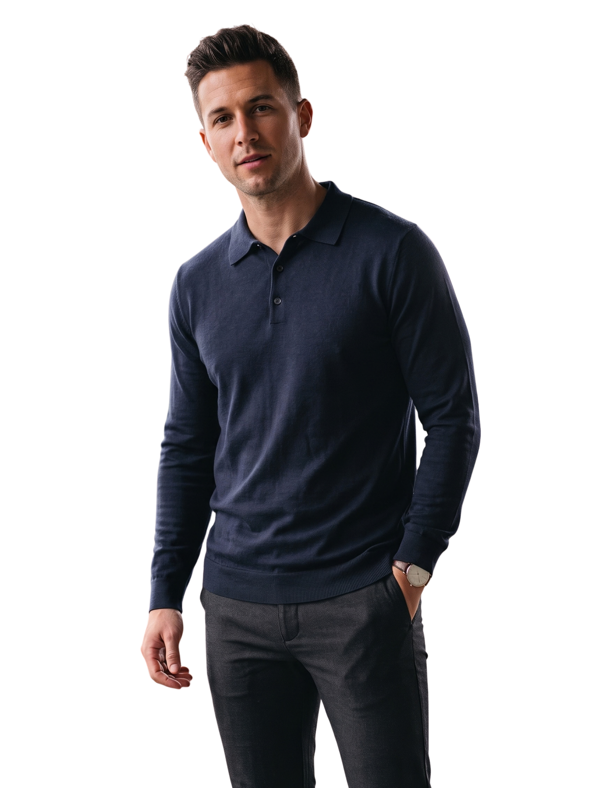 Navy Long Sleeved Polo