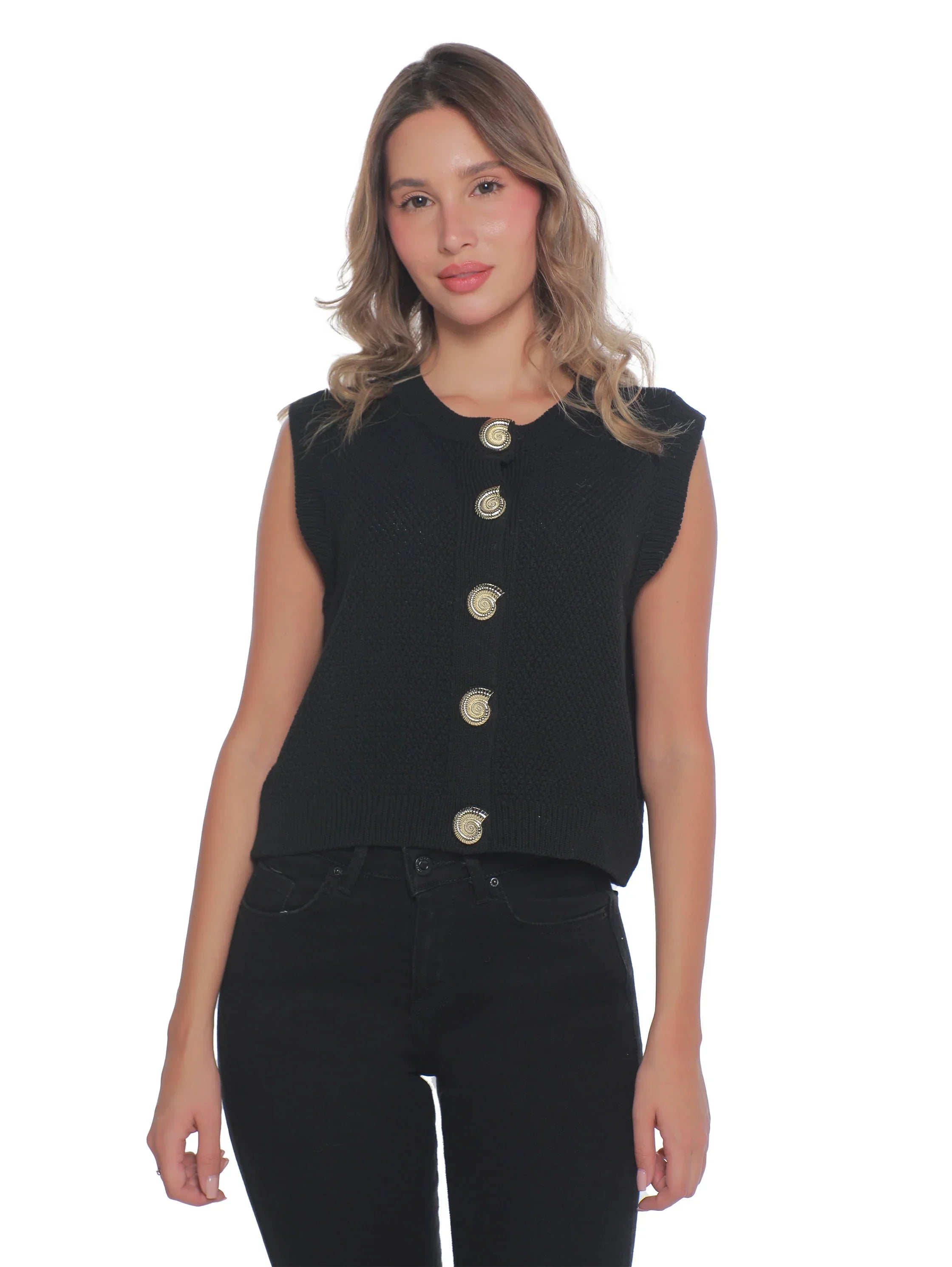 Black Vest With Button To Close