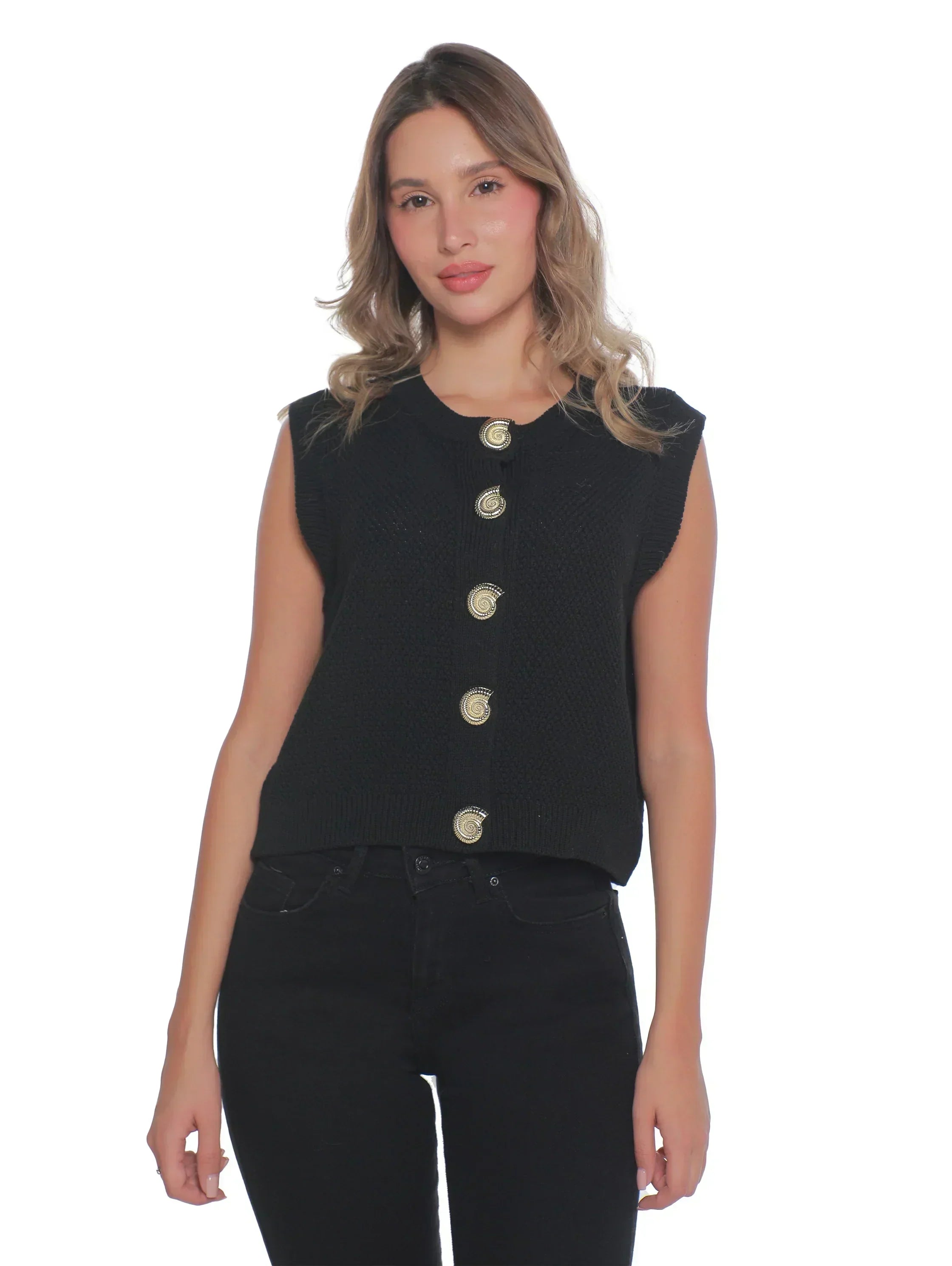 Black Vest With Button To Close