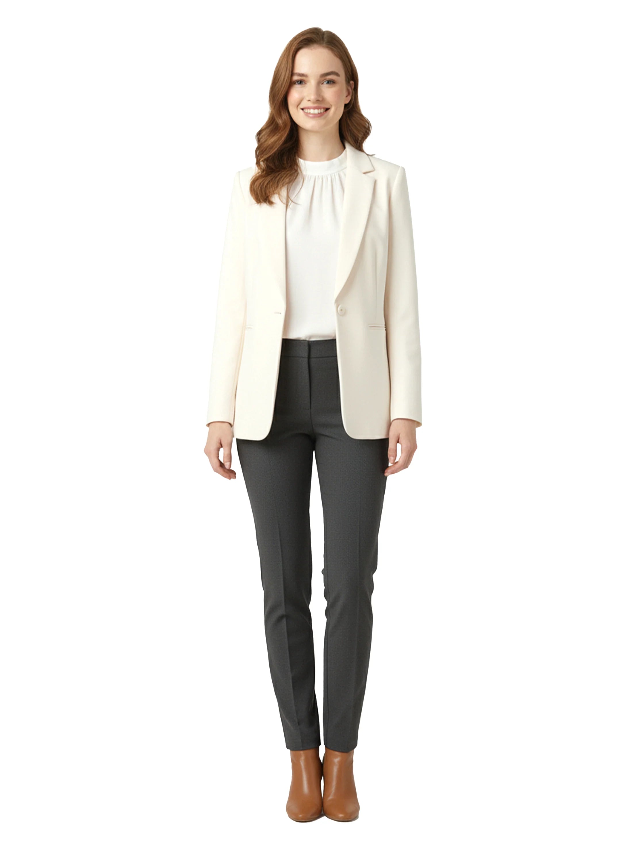 Beige Classy Blazer With Open Collar
