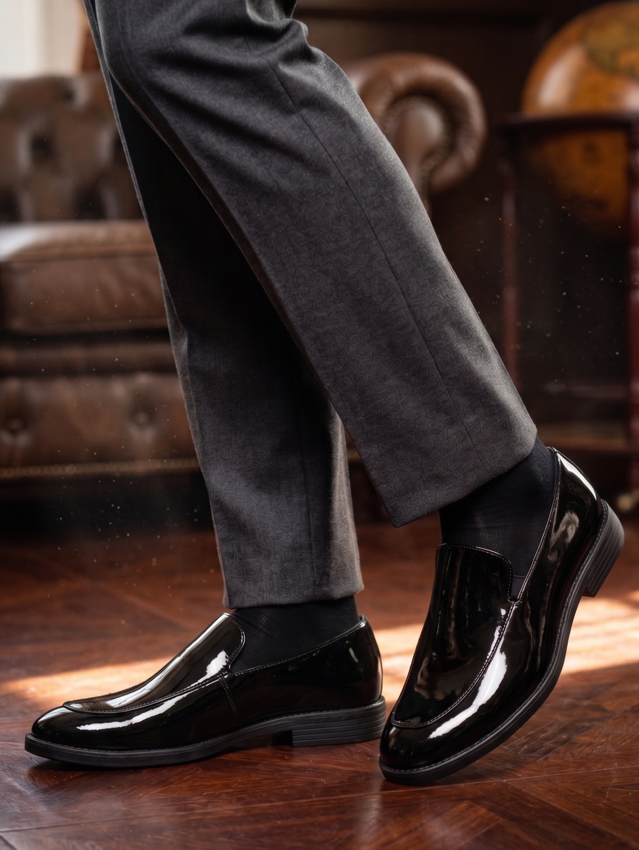 Classic High Shine Black Slip On Formal Loafers