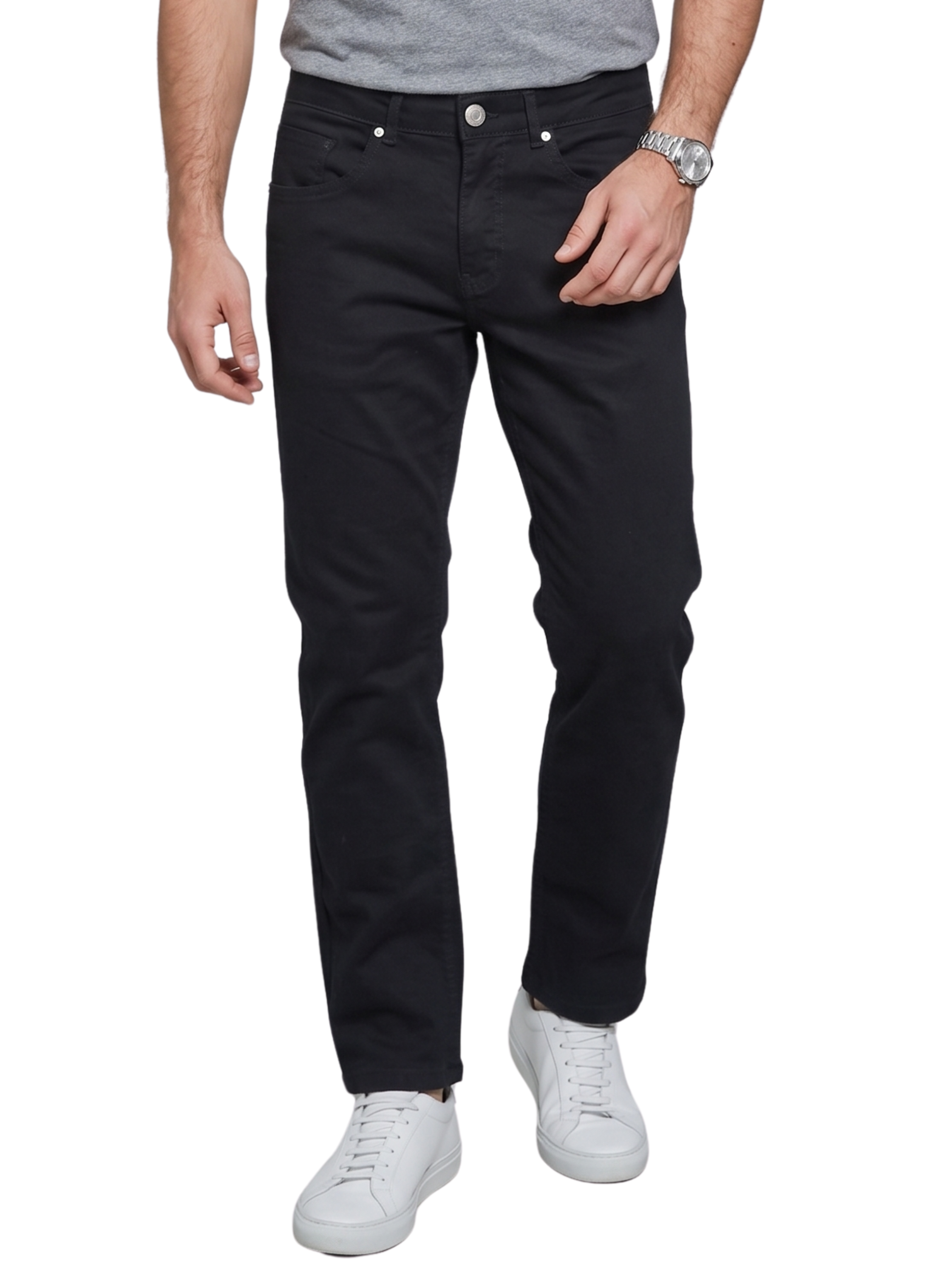 Slim Fit Black Chino Pants With 5 Pocket Design