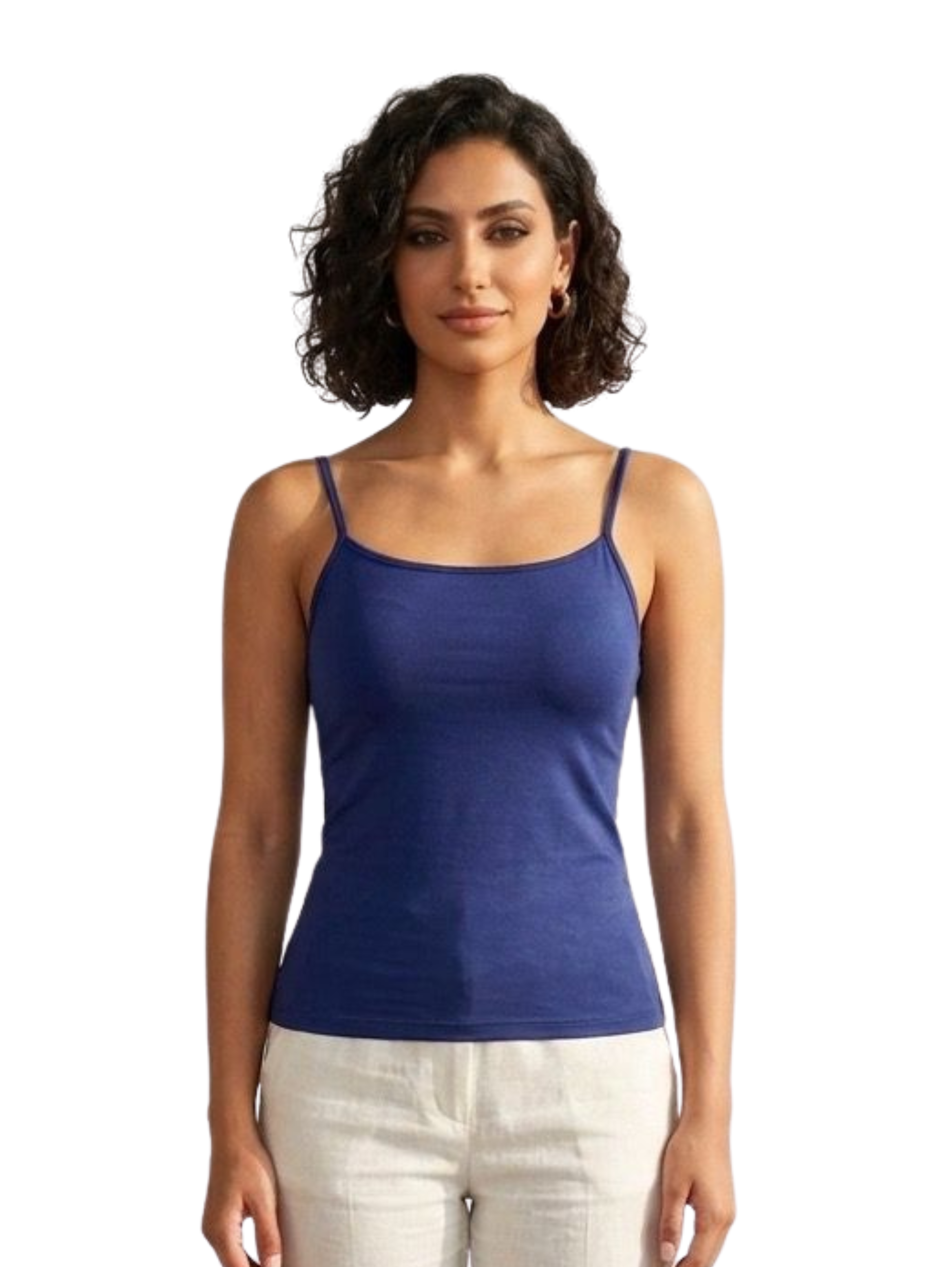 Navy Sleeveless Basic Square Neck Top
