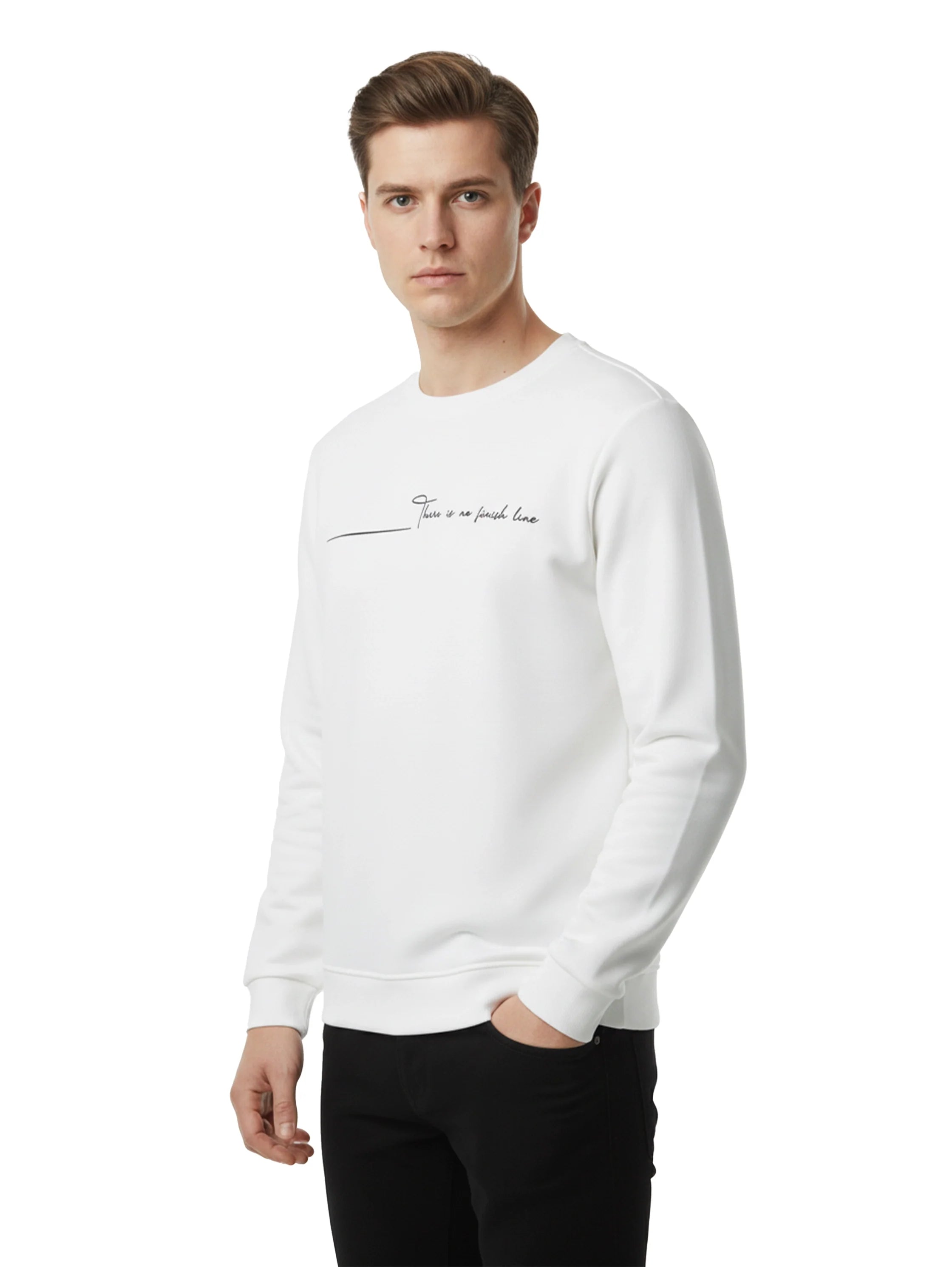 White Cotton Sweater With Front Design