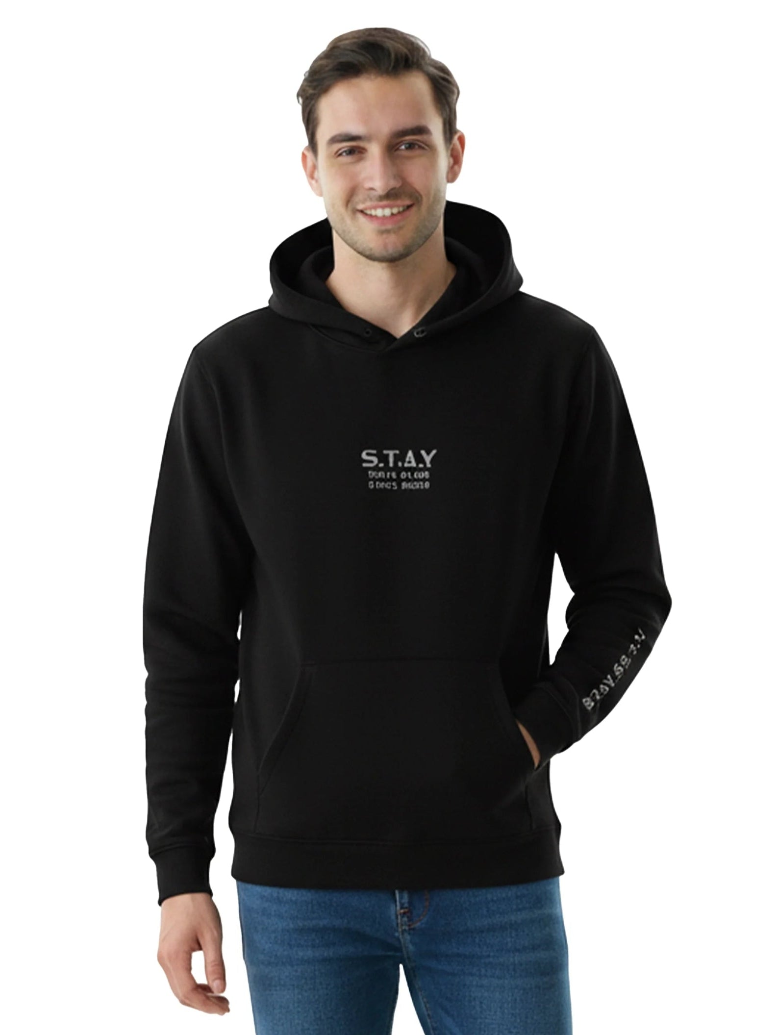 Comfortable Black Hoodie With Front Design