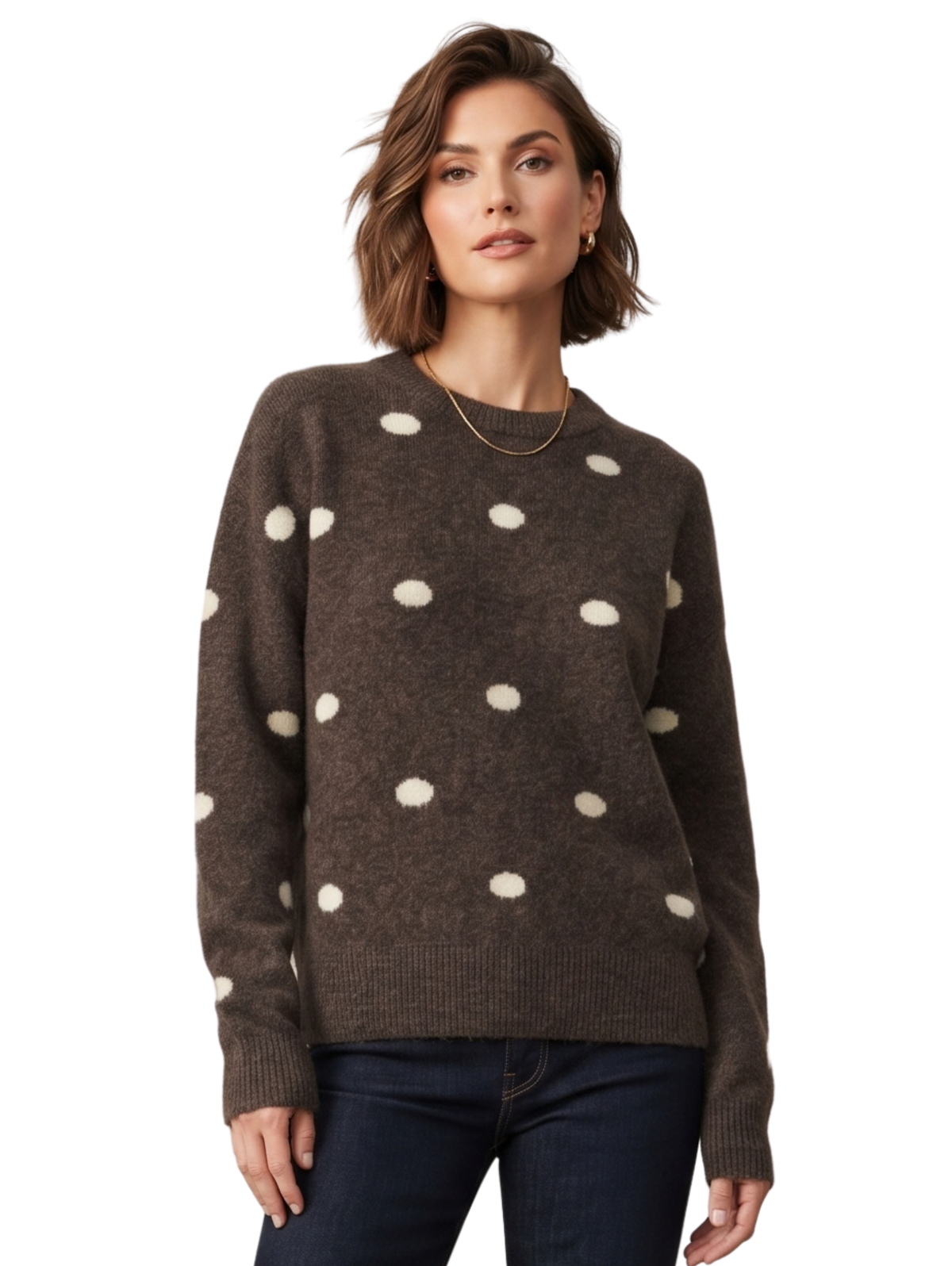 Brown Round Neckline Pullover