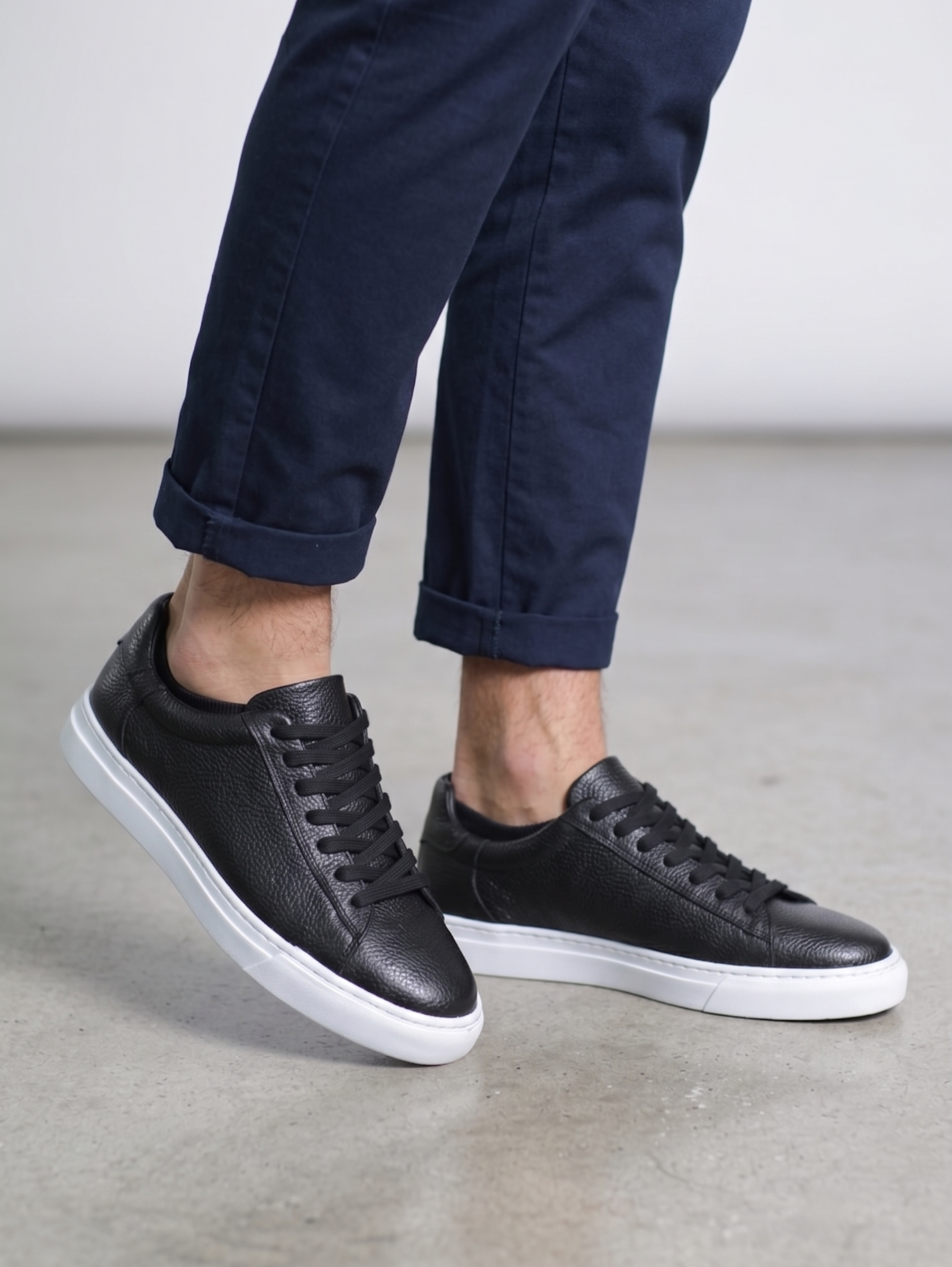 Black Pebbled Leather Smart Casual Shoes
